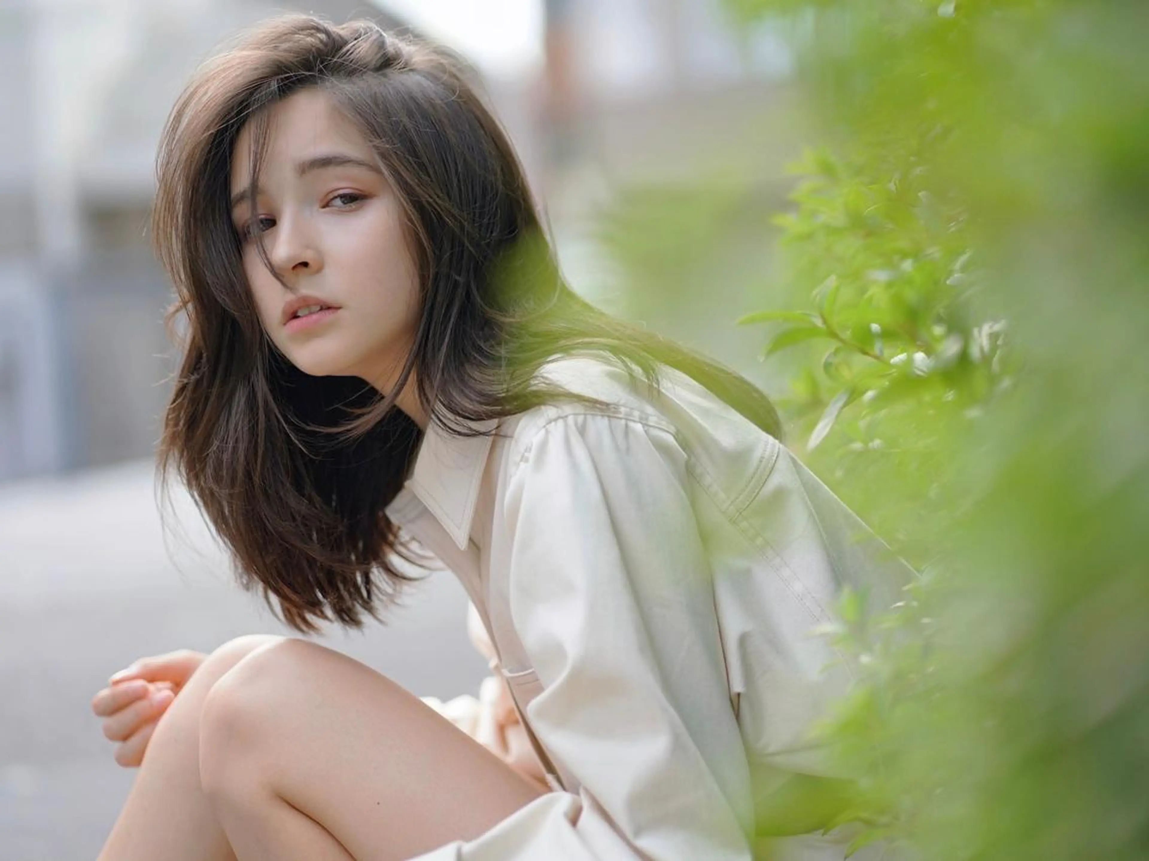 セミロング カラー パーマ ヘアアレンジ アディクシーカラー アッシュ バレイヤージュ ベージュカラー ブリーチ newi grande 横浜店のヘアスタイル