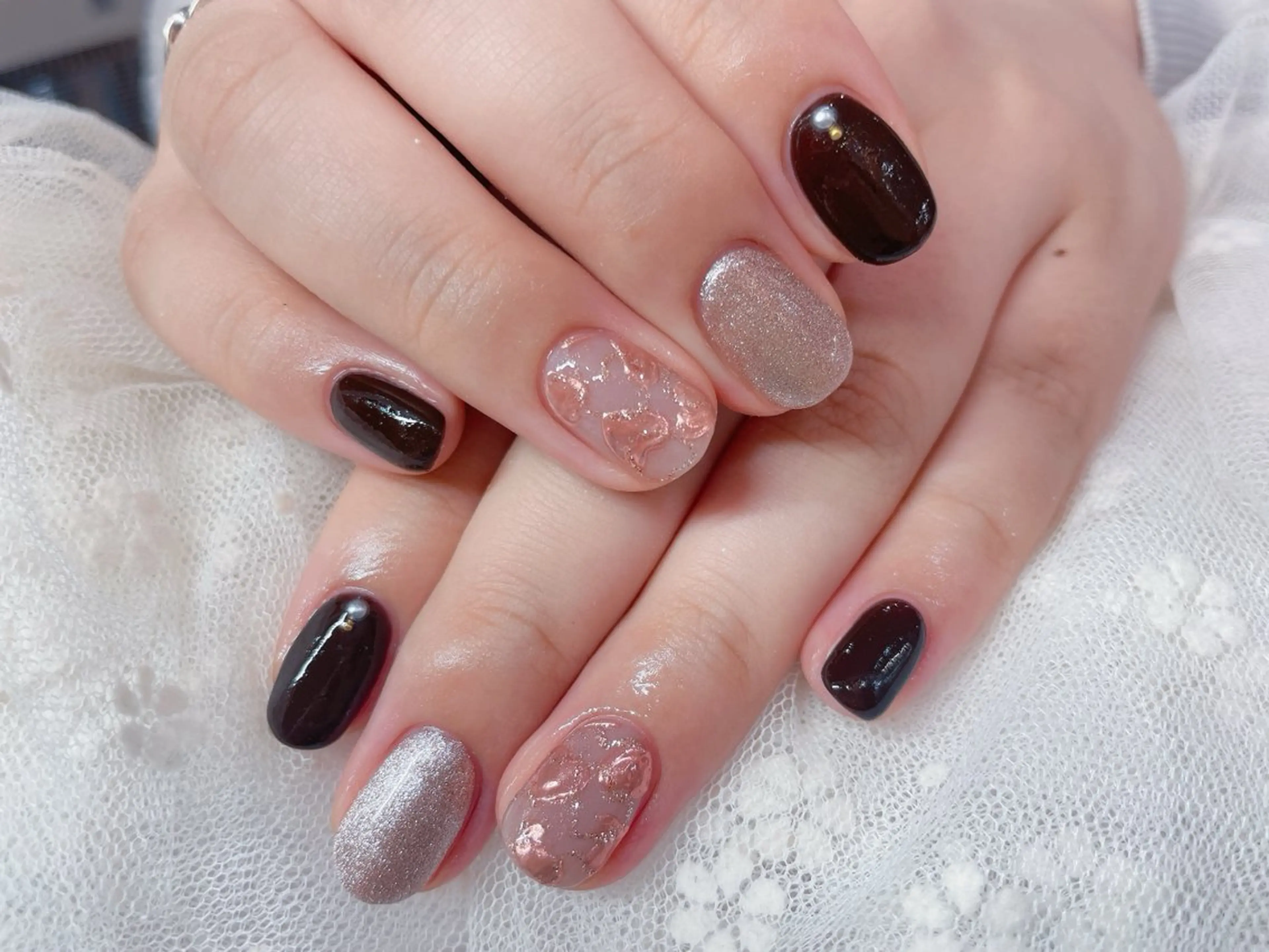 ネイル ハート ミラーネイル ゆ か_Nails💫のネイルデザイン
