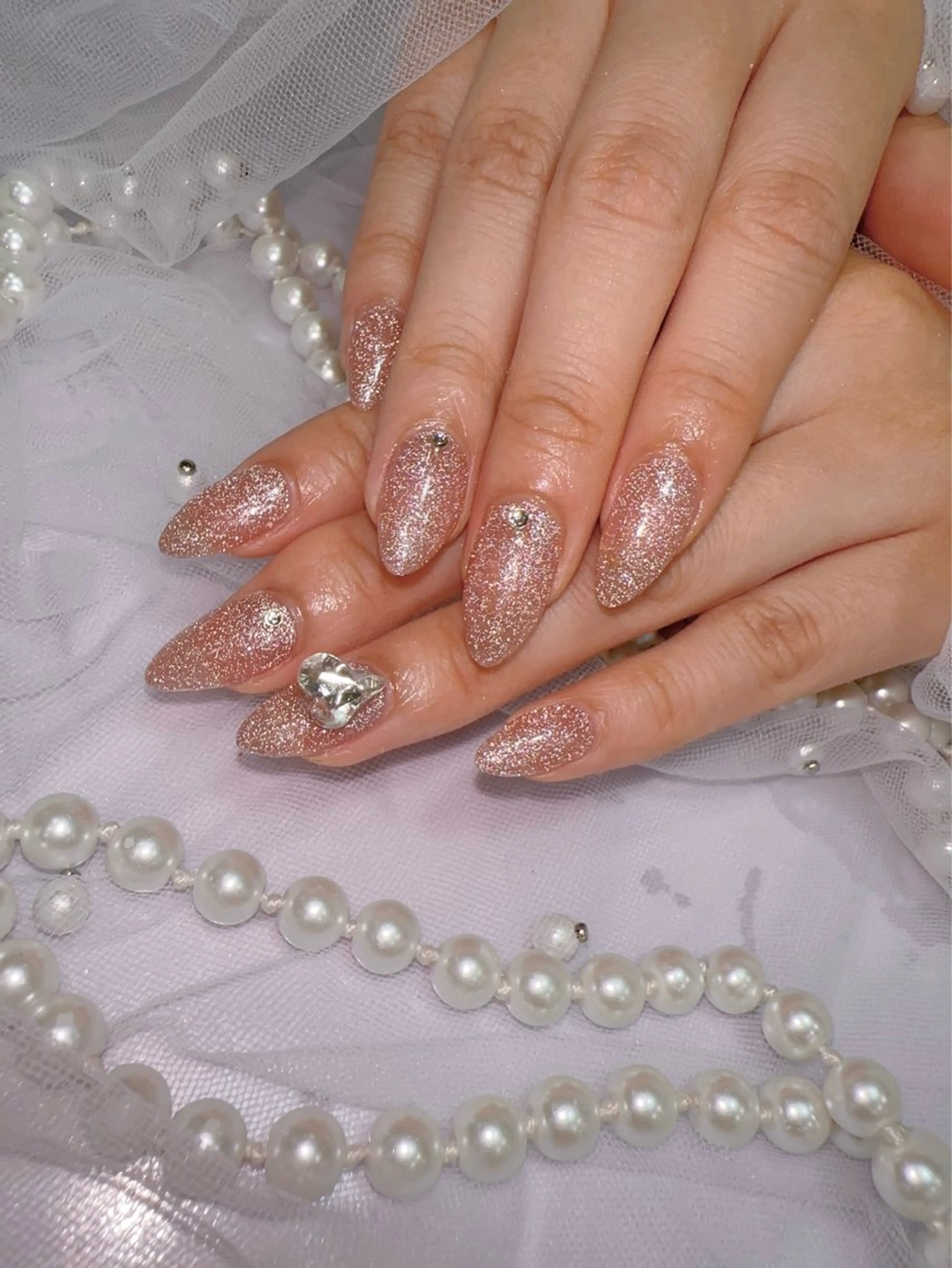 ネイル アートネイル フラッシュネイル フレンチネイル ジェルネイル ガラスフレンチ ハンドネイル You&Me Miyuのネイルデザイン