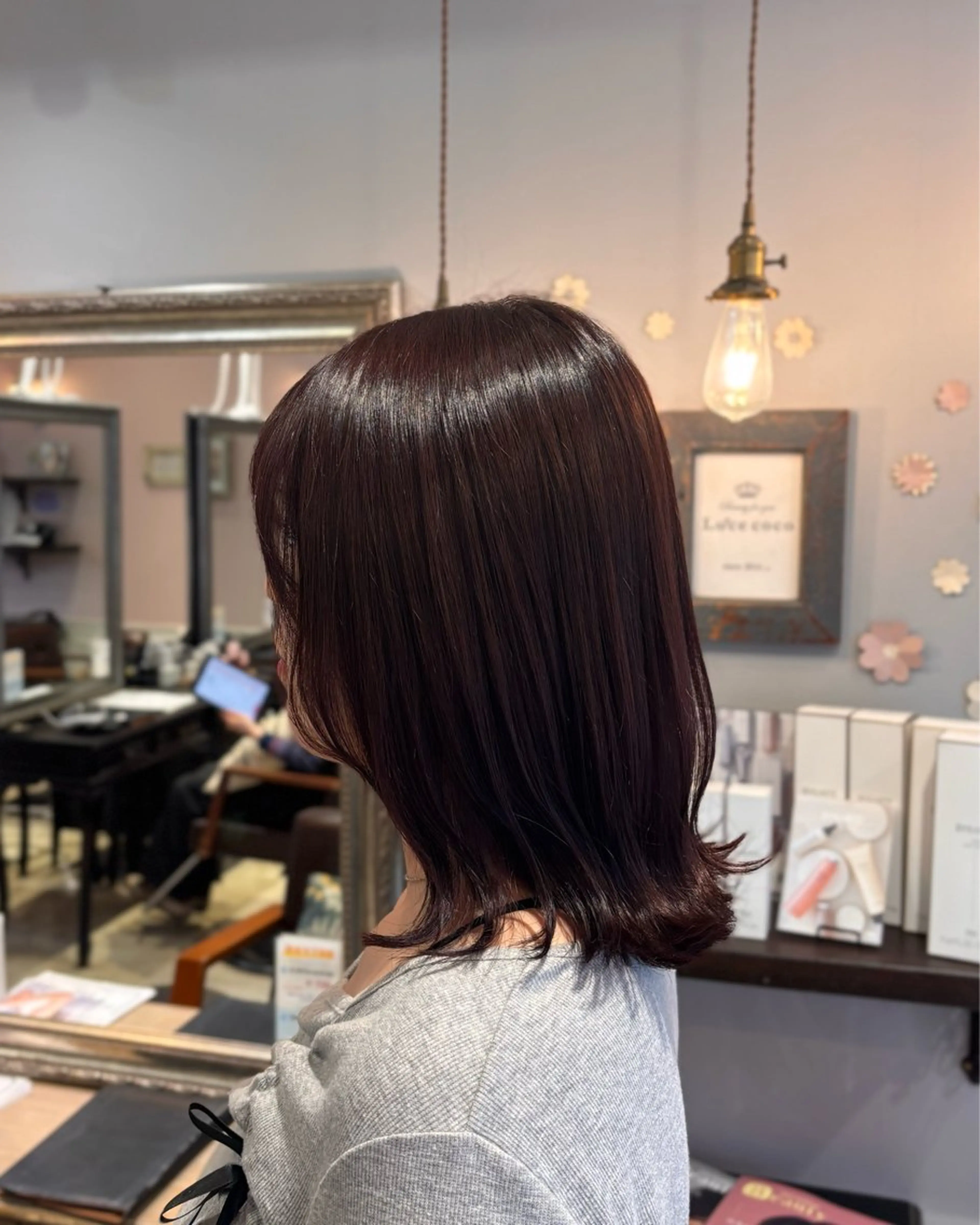 ミディアム カラー カット ヘアカラー 🌱なゆみ🌱透明感 /ナチュラル/高宮のヘアスタイル