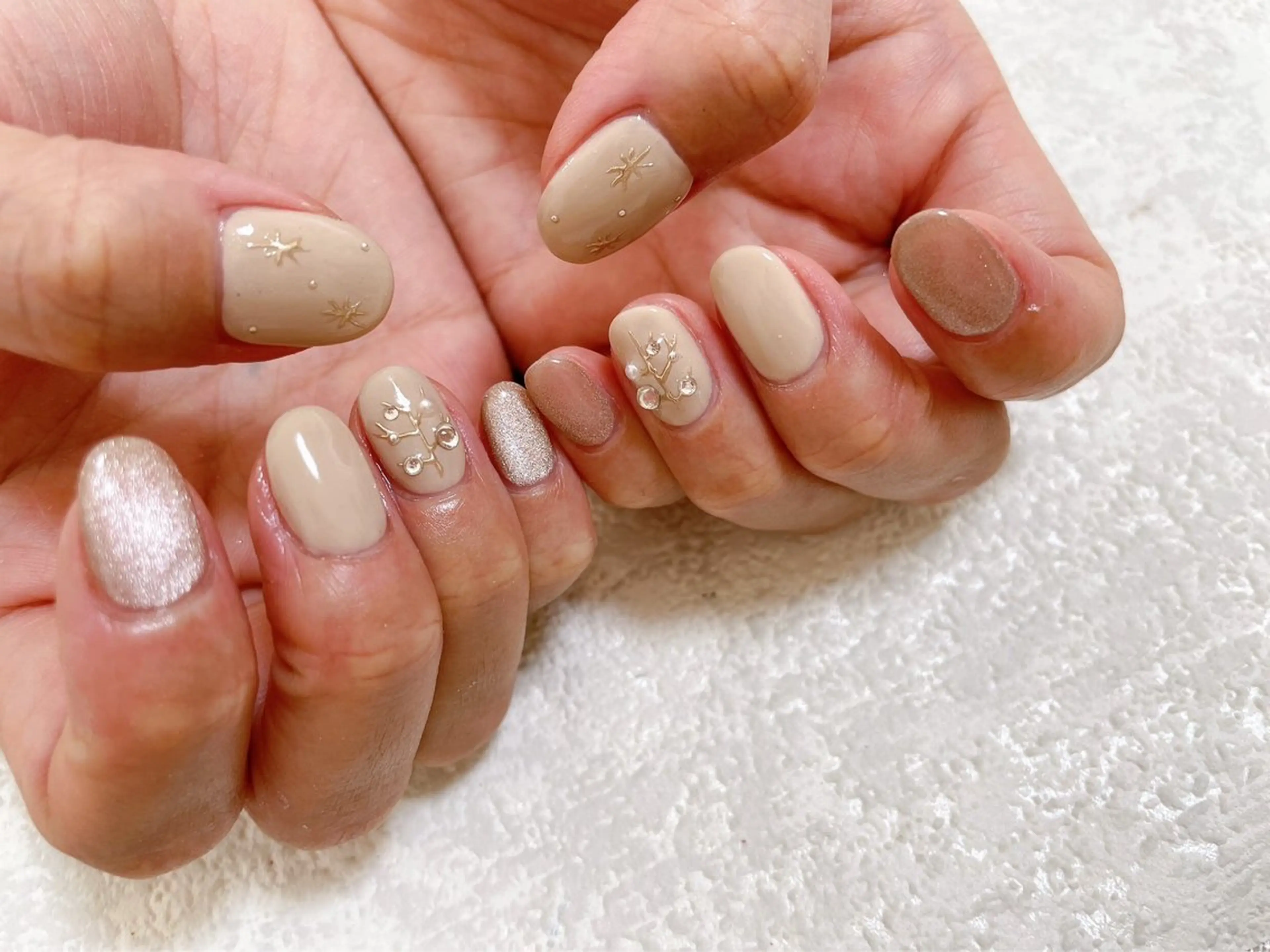 ネイル ジェルネイル 韓国ネイル パラジェル 冬ネイル クリスマス kikinail 溝の口のネイルデザイン