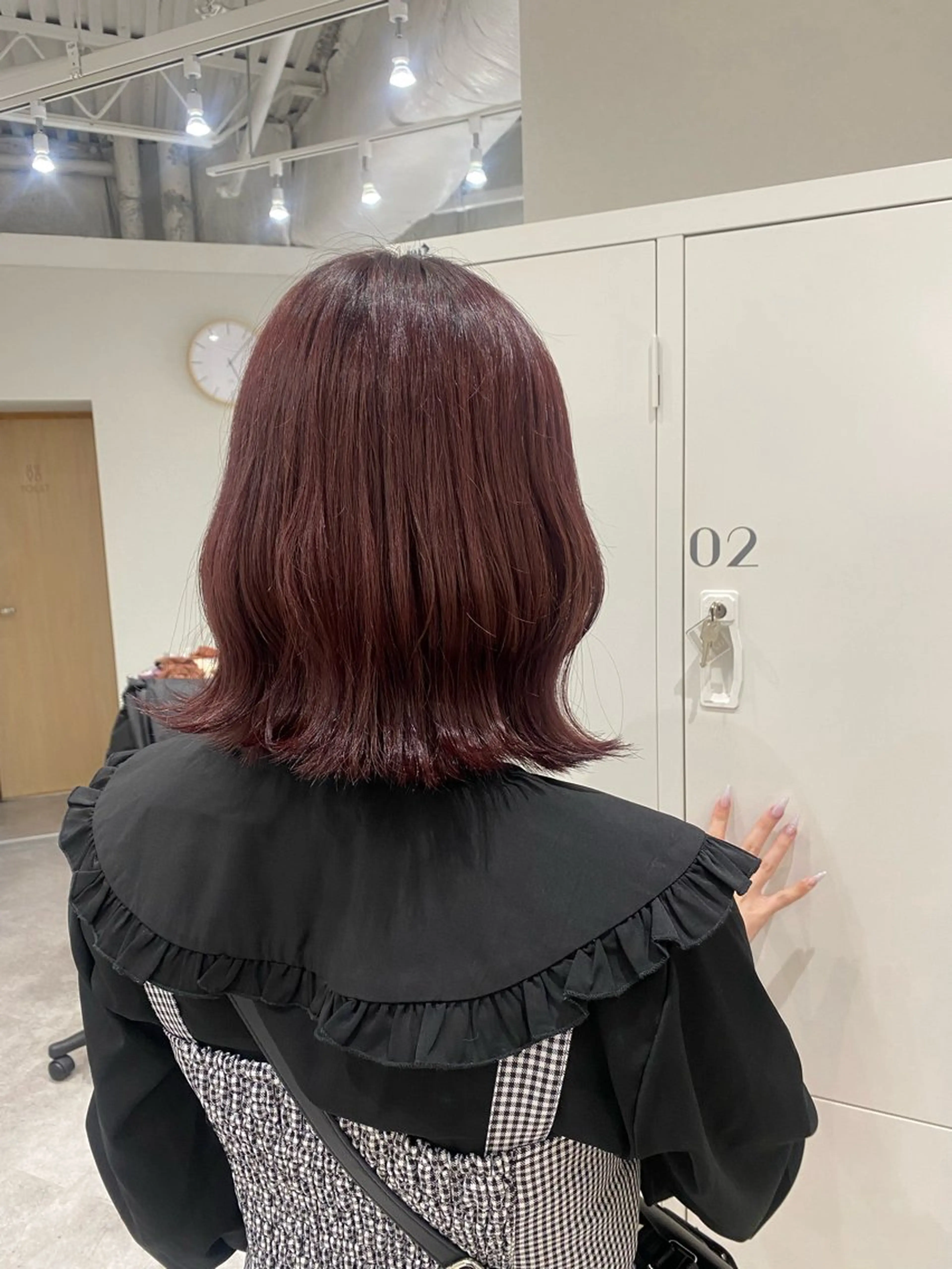 ミディアム カラー ヘアアレンジ ブリーチ レッドカラー ヘアカラー ボブ /ニュアンス/ satomi🧸💖のヘアスタイル