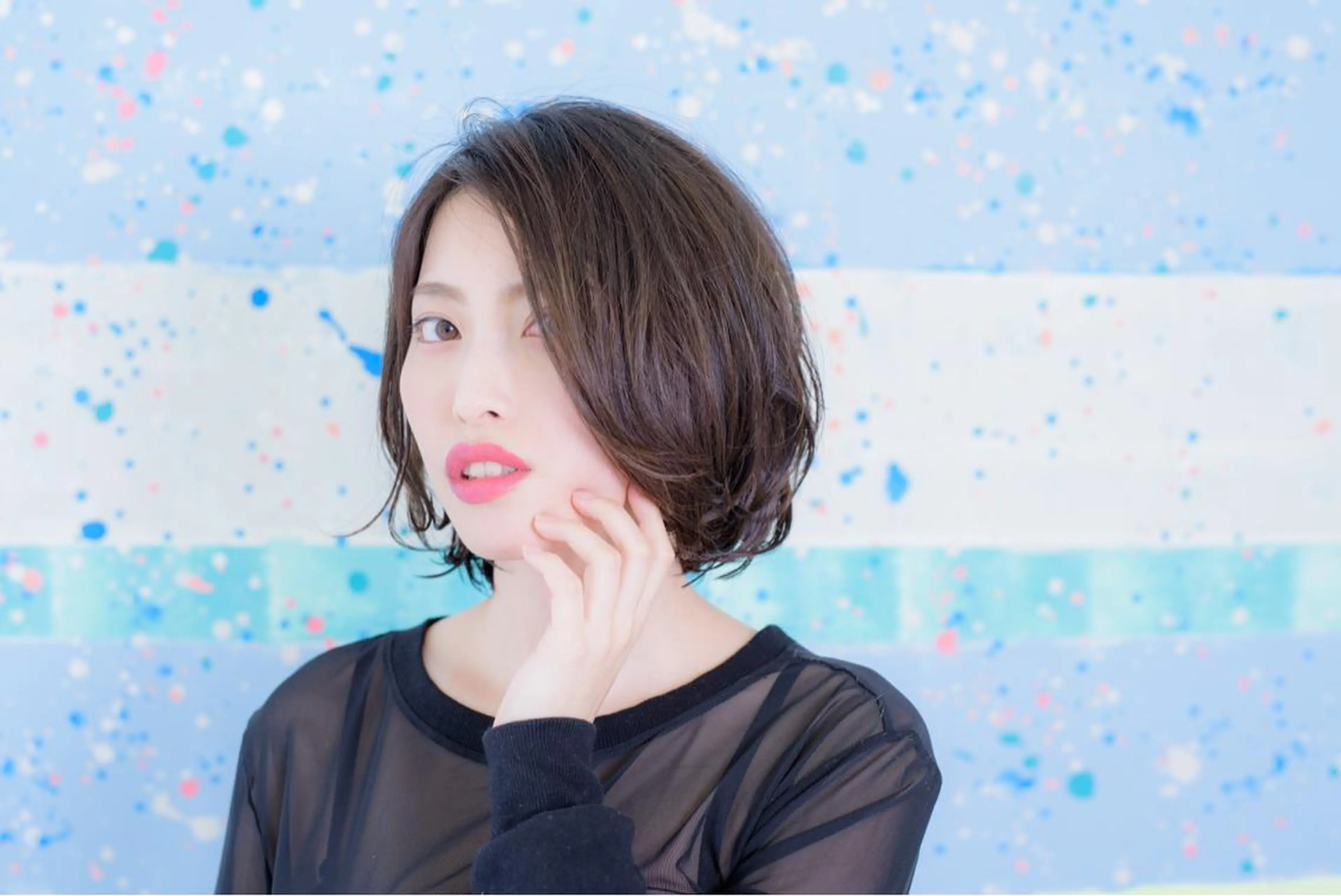 ミディアム カラー パーマ ミディアムパーマ ボブ 【白髪ぼかし 専門GBG】自由が丘のヘアスタイル