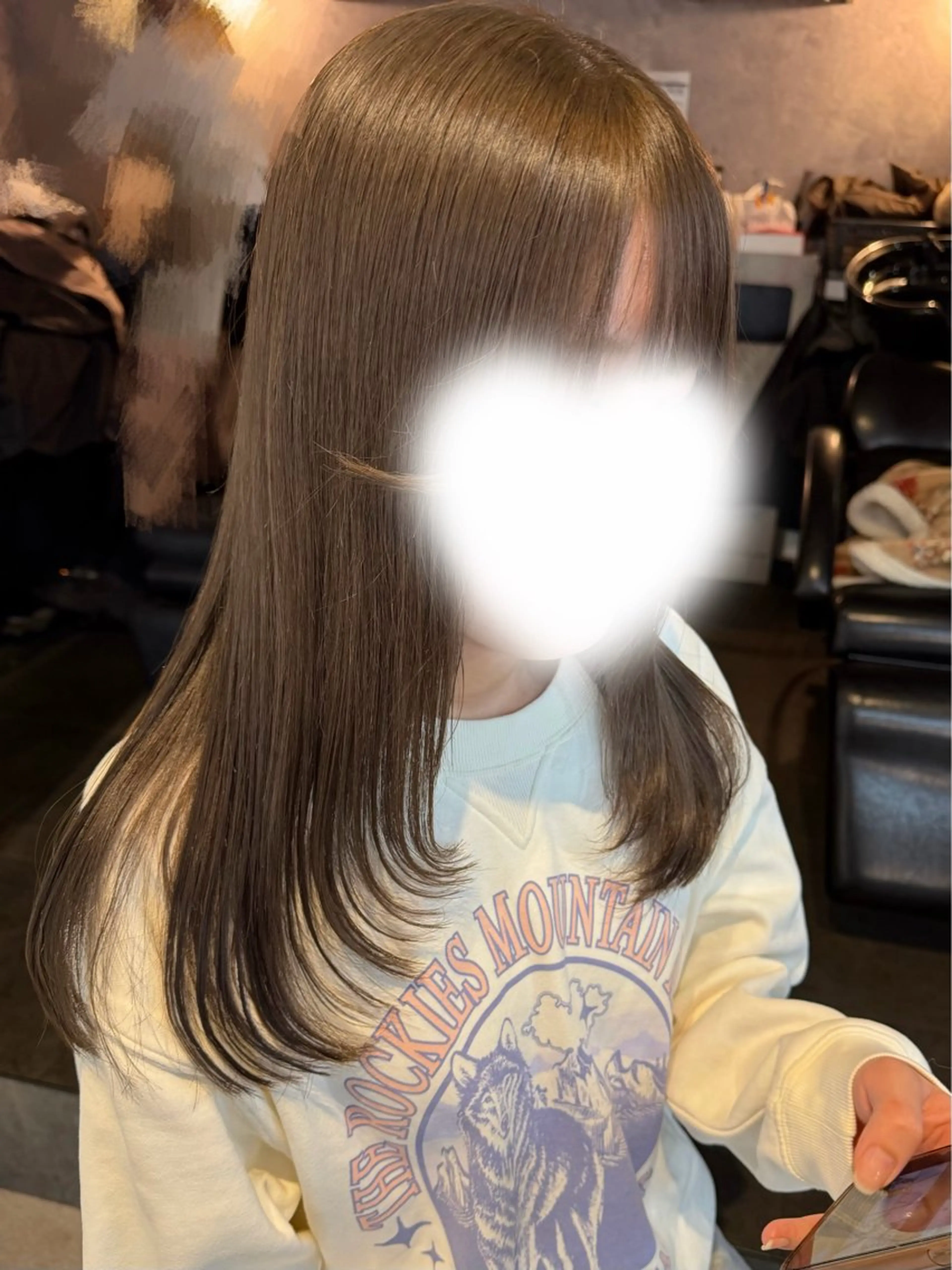 セミロング カラー ヘアカラー 【あみ】暗髪オリ ーブ特化🌿髪質改善のヘアスタイル