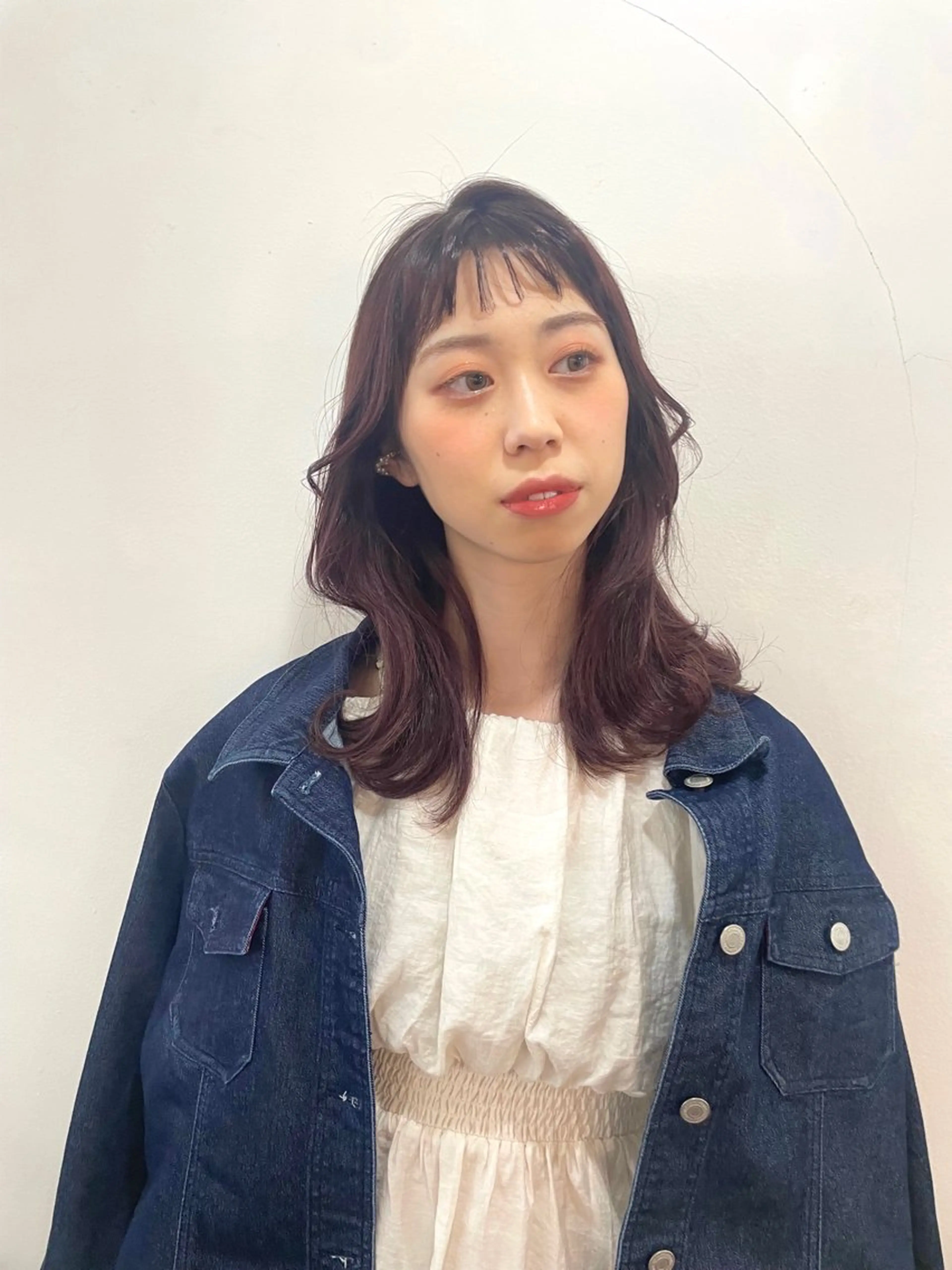 セミロング カラー オン眉 カット ヘアカラー トリートメント mopa所属・mopa_kaede 暖色カラー/ロングのヘアスタイル