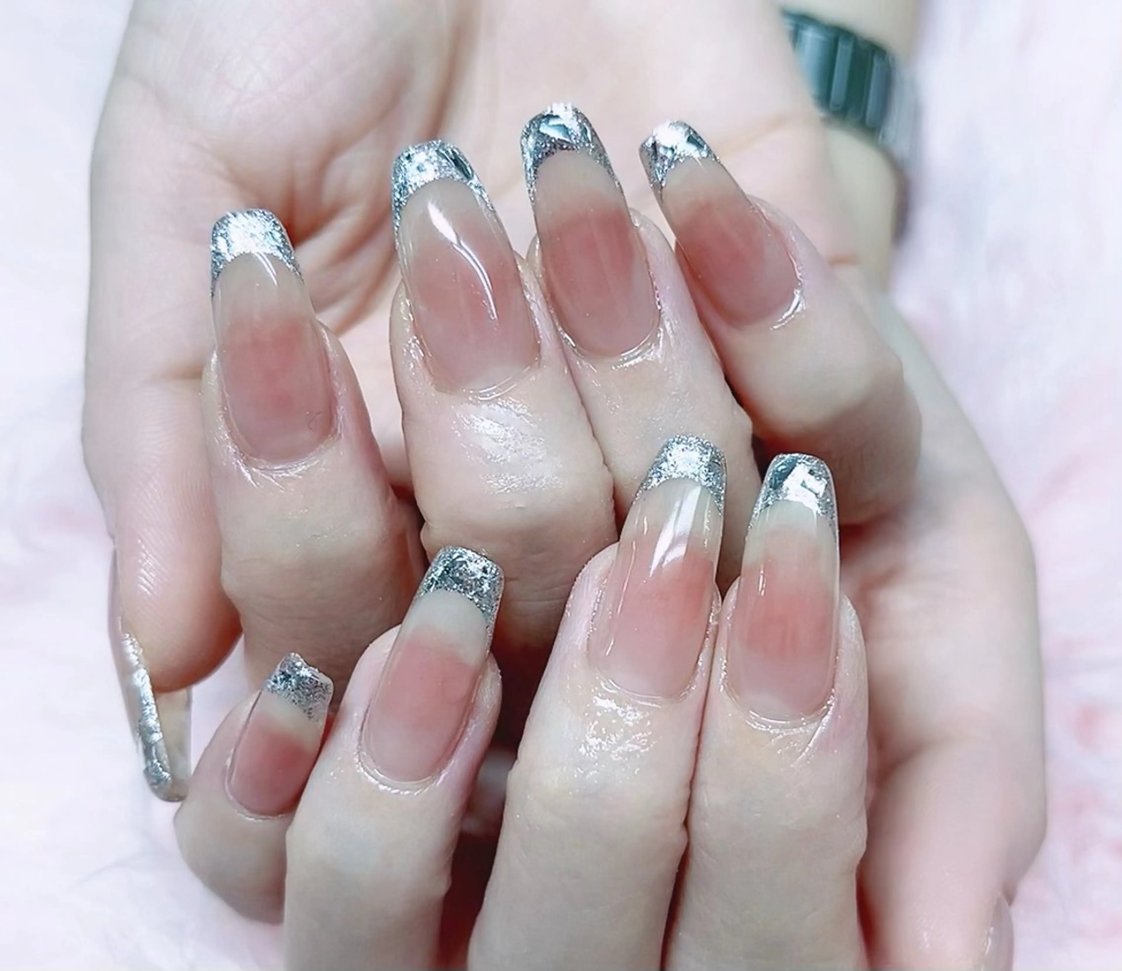 ネイル フットネイル フレンチネイル ゴージャス ハート ミラーネイル MoonNail ユリ🌸のネイルデザイン