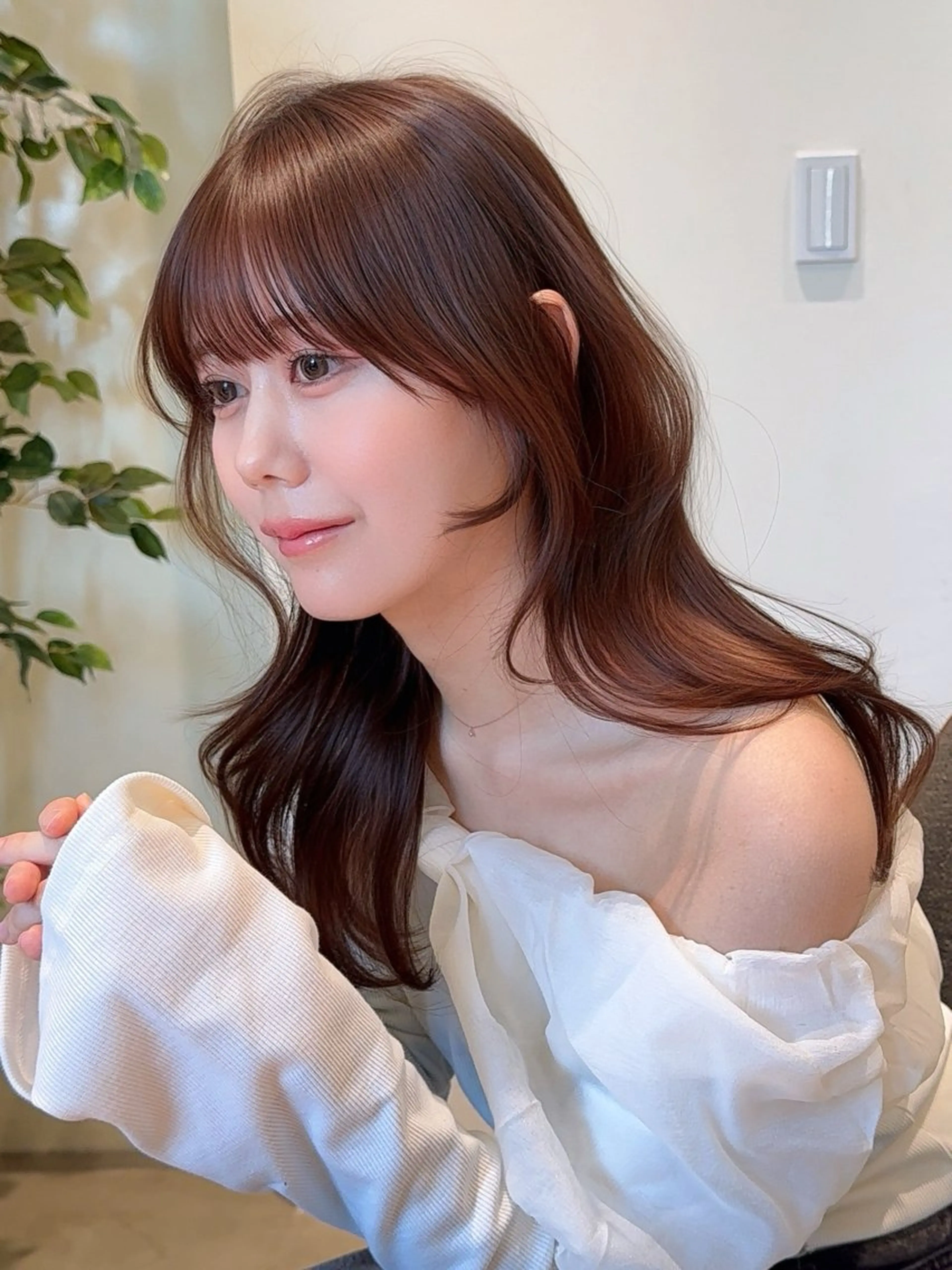 ミディアム カット ヘアカラー fitするカット♡ 暖色/ふうか◠‿◠のヘアスタイル