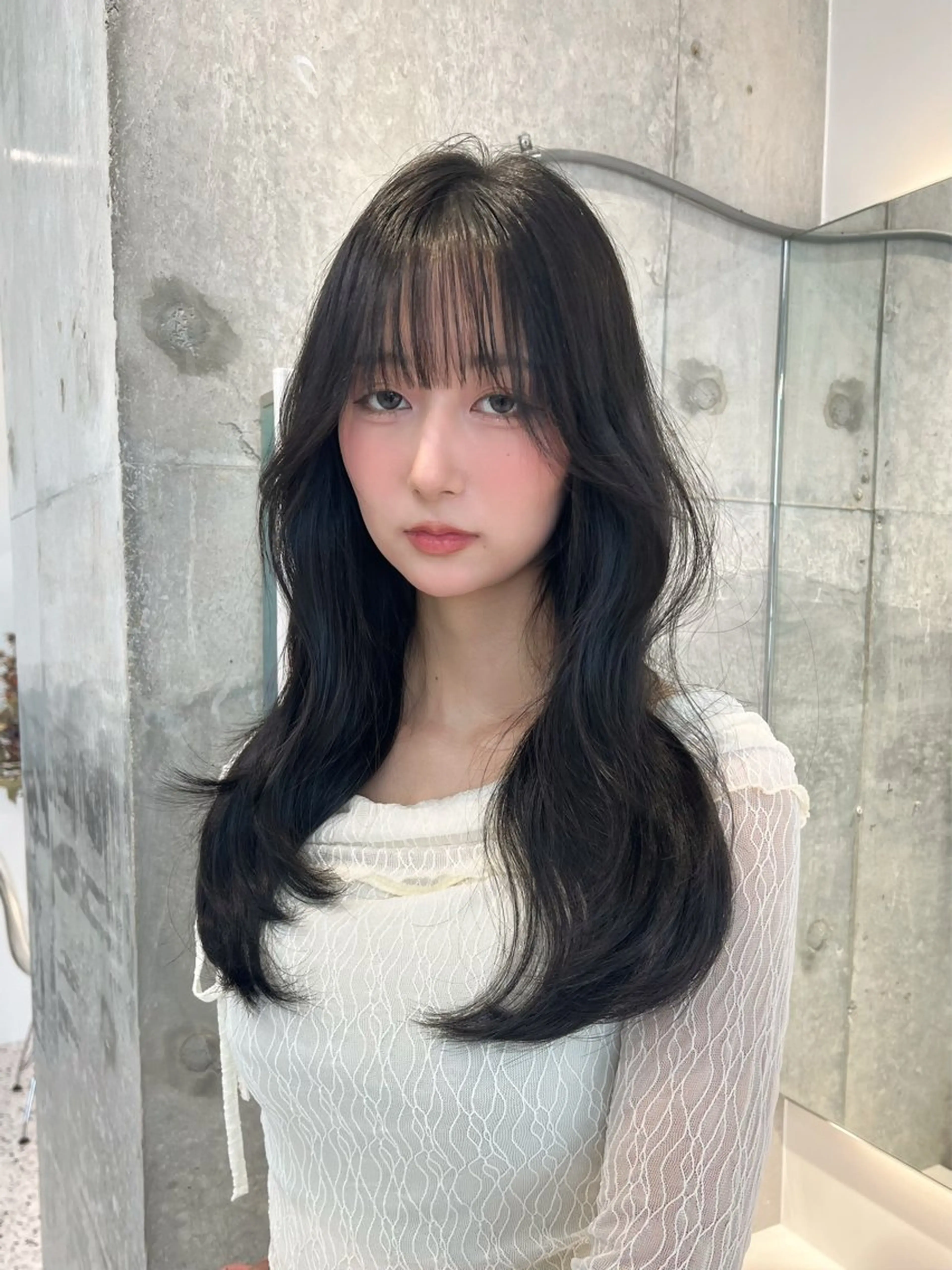 セミロング カラー 透明感カラー ボブ くびれヘア 顔まわりレイヤー くびれレイヤー カット ヘアカラー トリートメント ✨レイヤー/韓国 /✨ヘア山下　遥のヘアスタイル