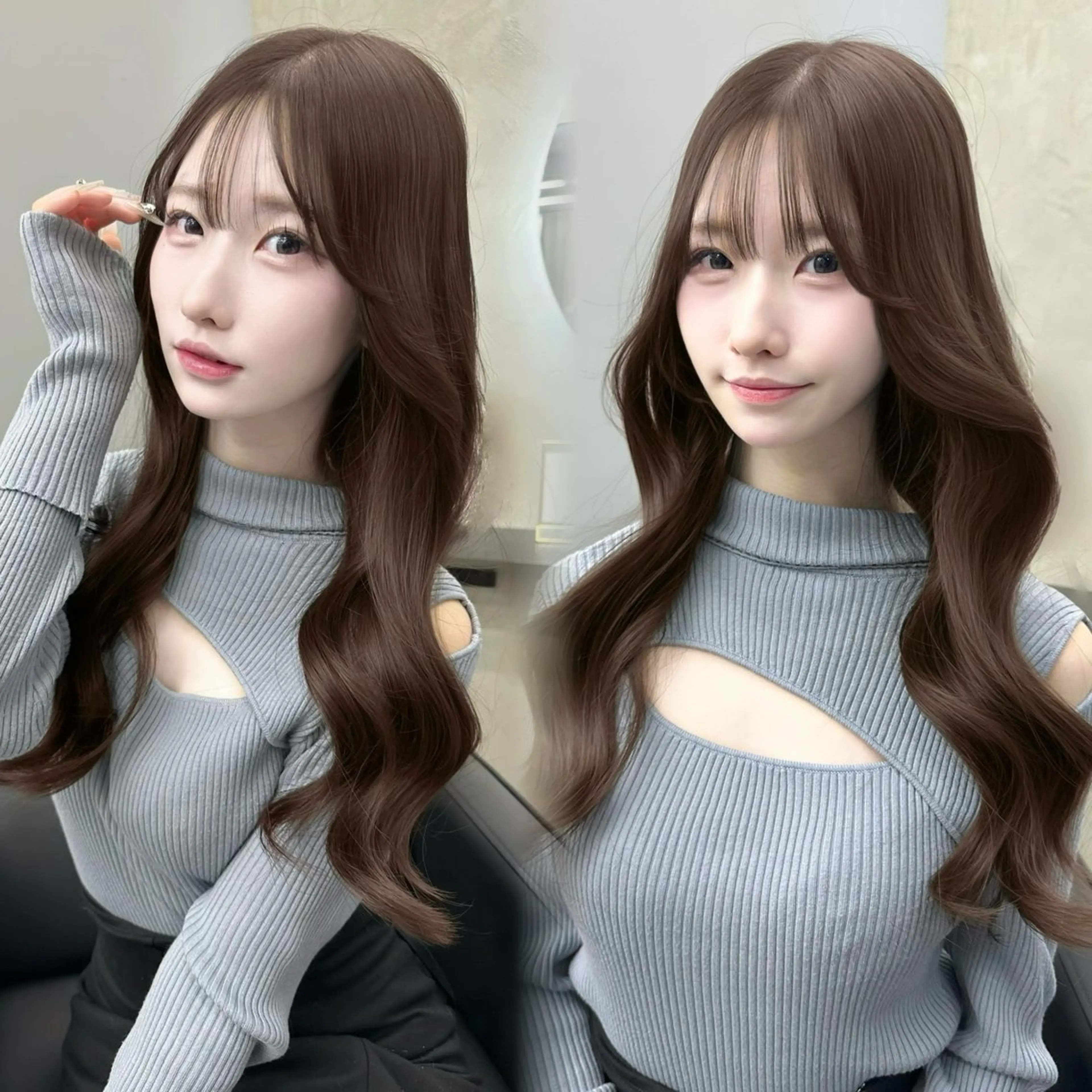 ミディアム カット ヘアカラー トリートメント 韓国/ワンホンヘア 髪質改善/MaCoのヘアスタイル