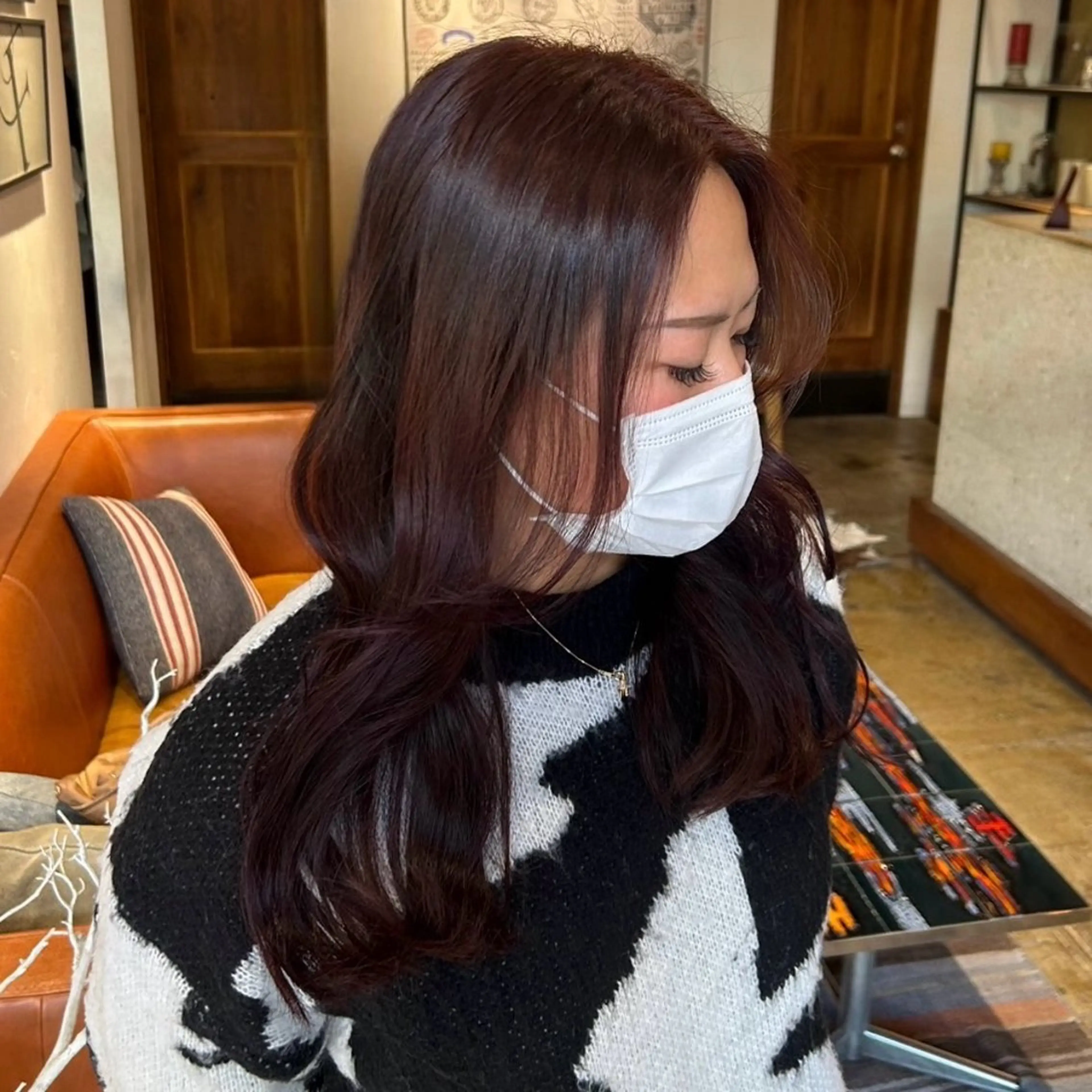 カラー ボルドーカラー イルミナカラー ヘアカラー ココナ./ 艶っぽカラー🐏のヘアスタイル