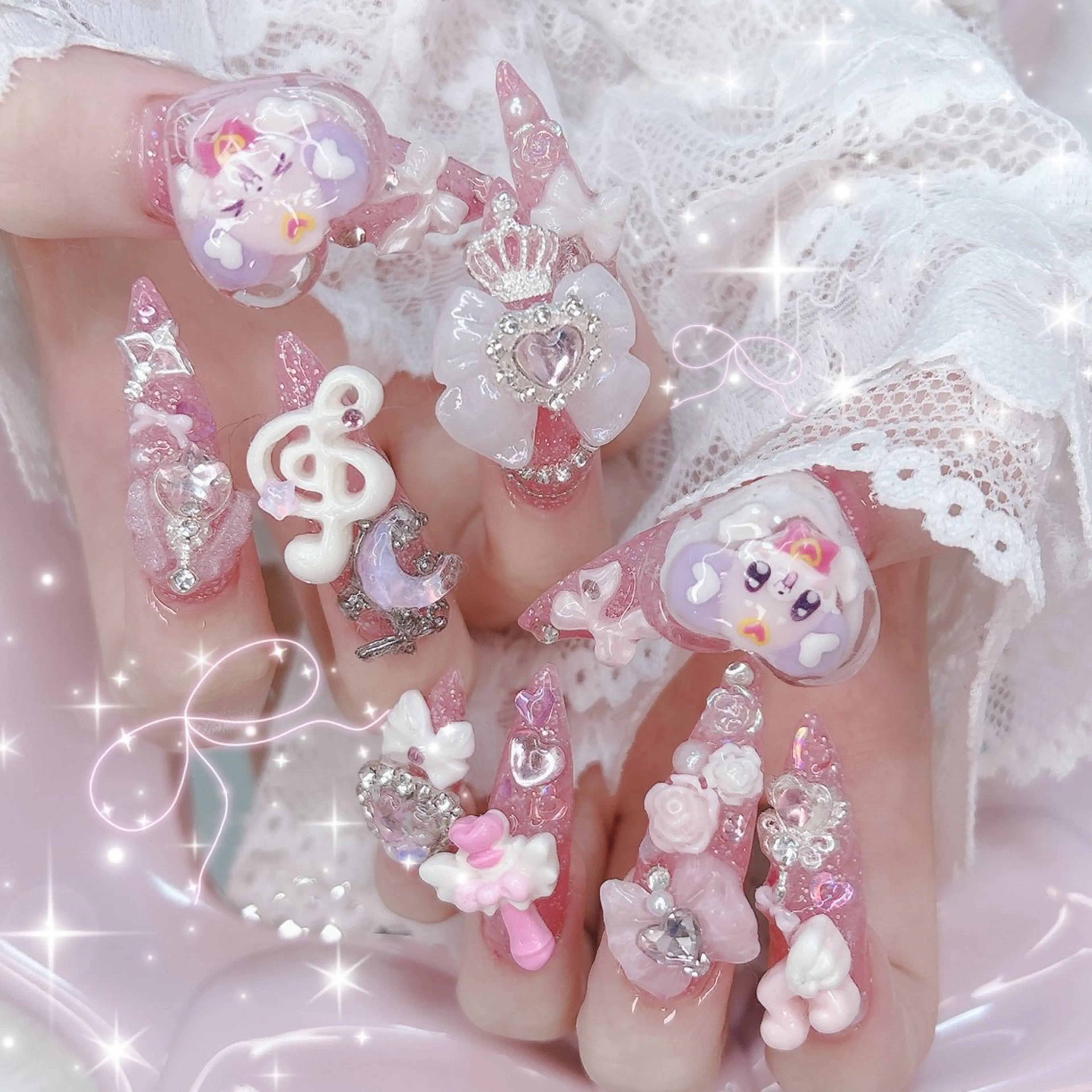 ネイル フレンチネイル ガーリー ロングネイル ハンドネイル ハンドケア mini nailのネイルデザイン