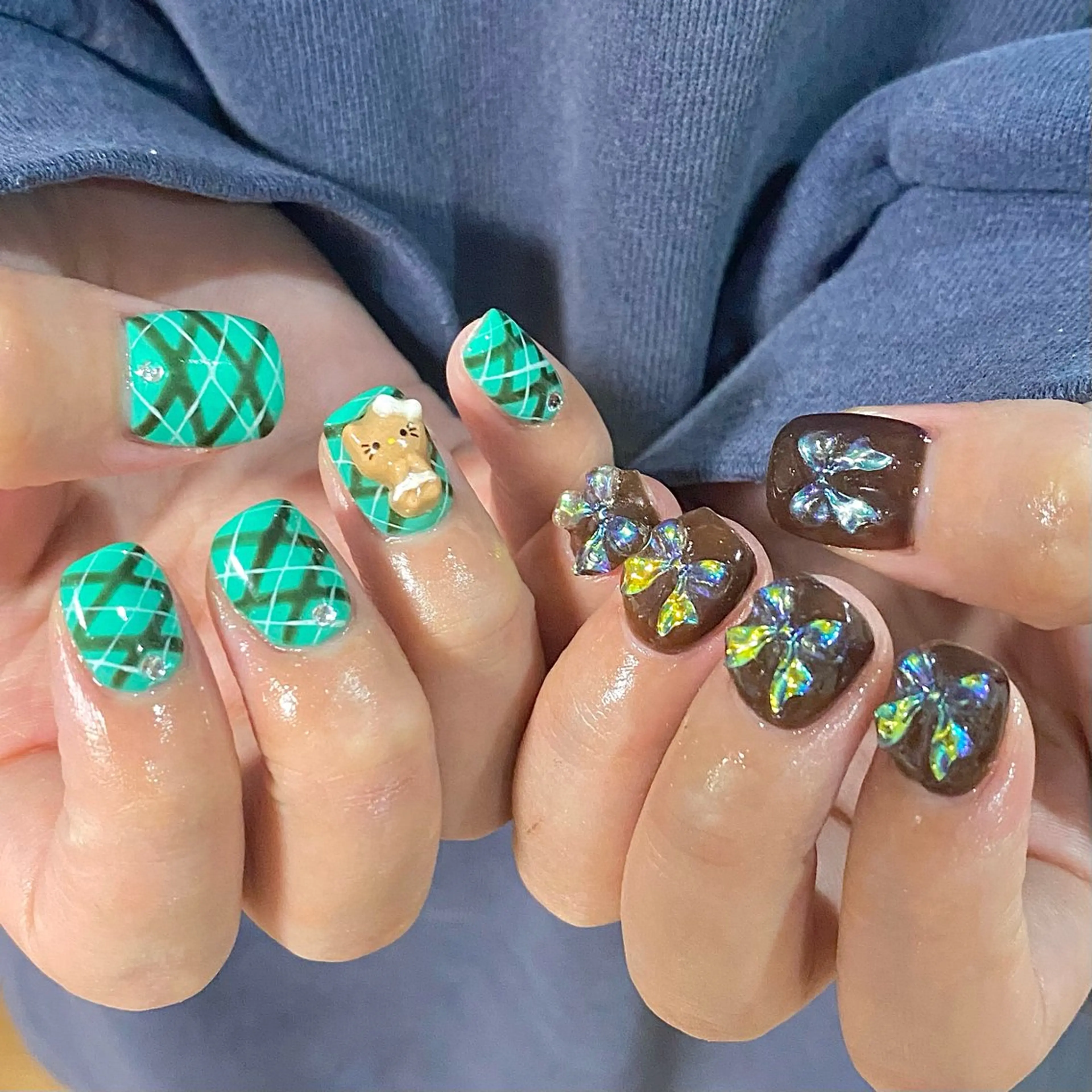 ネイル ジェルネイル 韓国ネイル パラジェル リボン ワンホンネイル ハンドネイル BelireMaa Nail&eyeのネイルデザイン