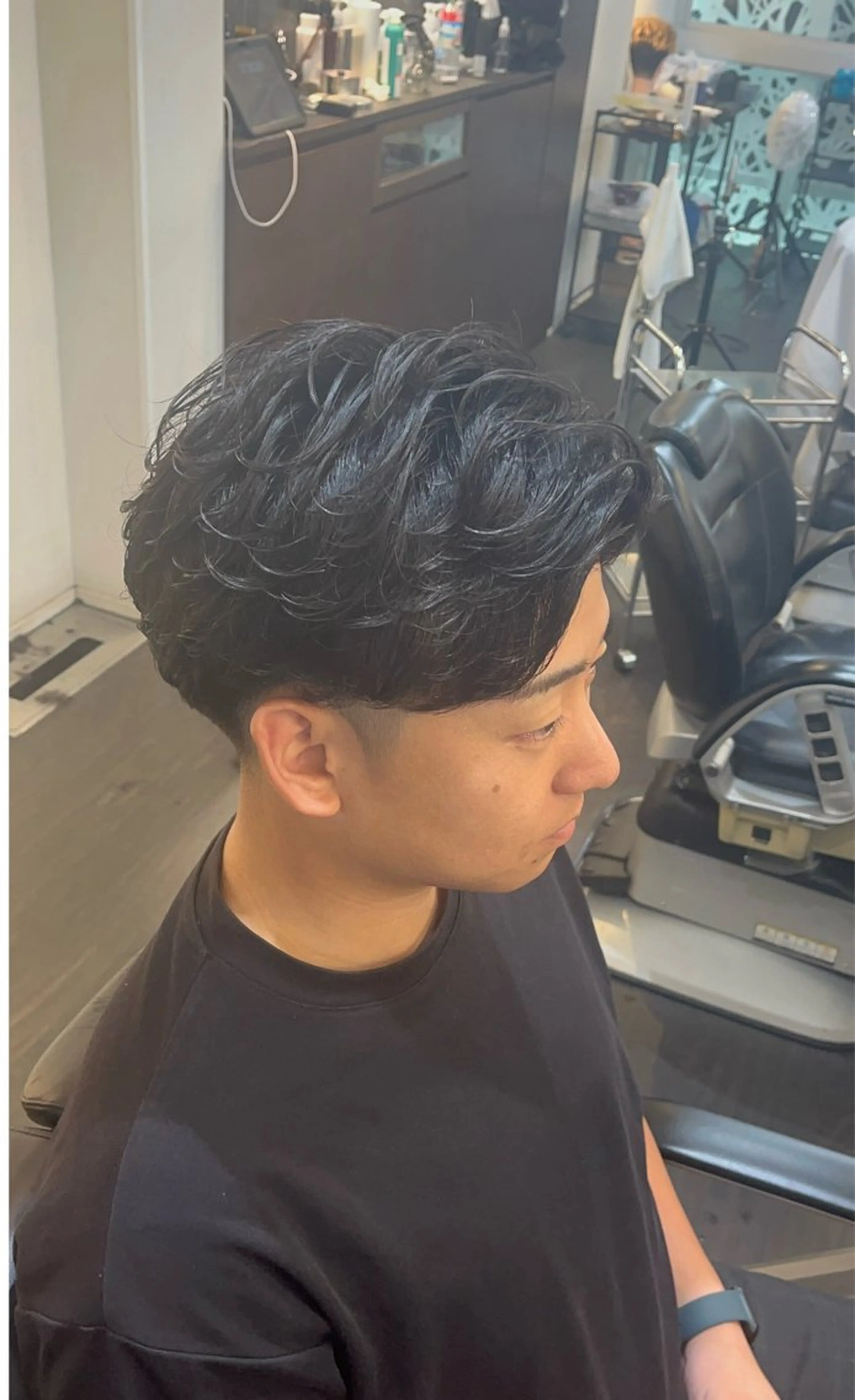 ミディアム パーマ メンズ カット パーマ きょーすけ 💈barberのヘアスタイル