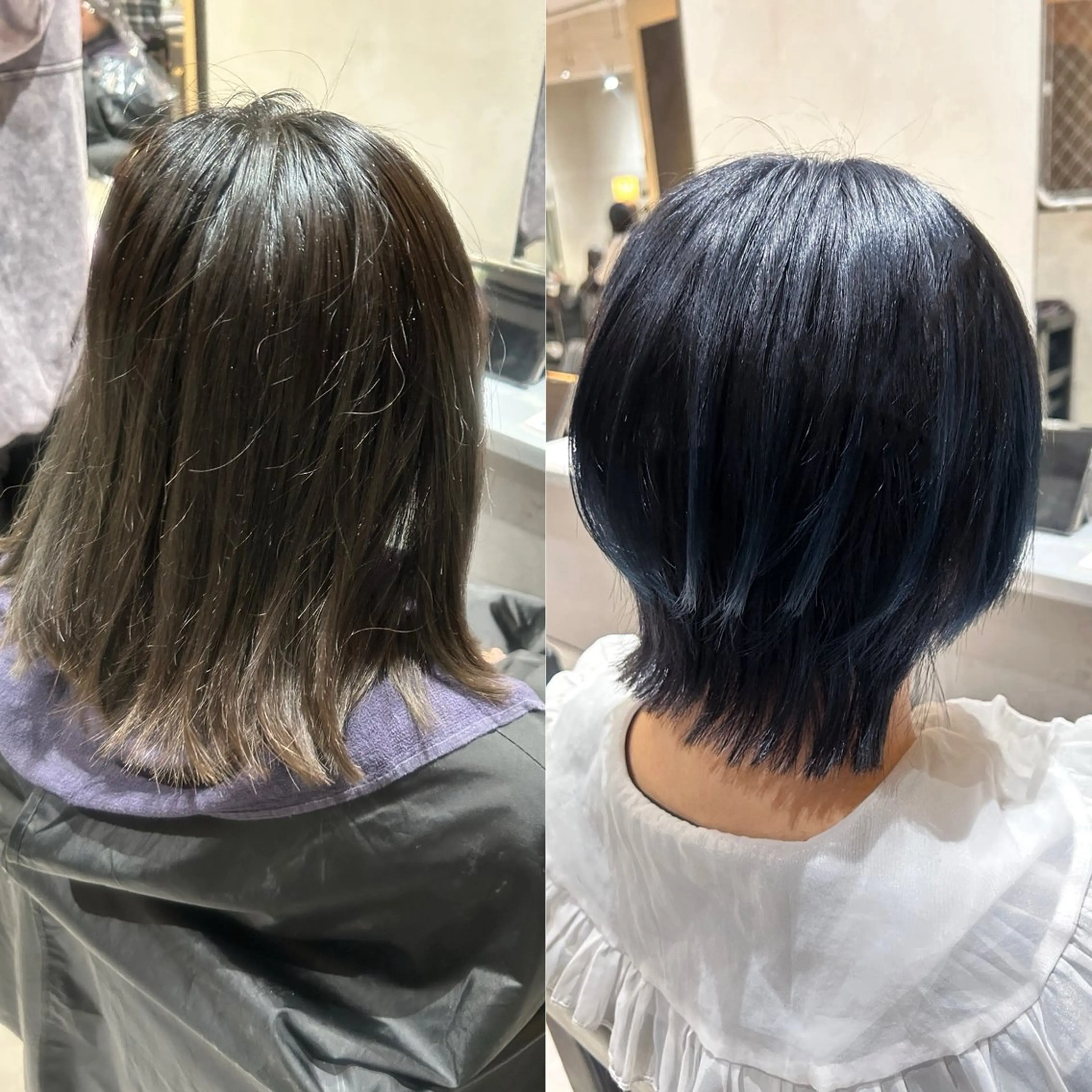 ロング カラー 黒髪 ブルーカラー ブルーブラック 縮毛矯正 ウルフカット カット ヘアカラー 縮毛矯正 トリートメント 店長✨髪質改善✖️ 透明感カラー／純大のヘアスタイル