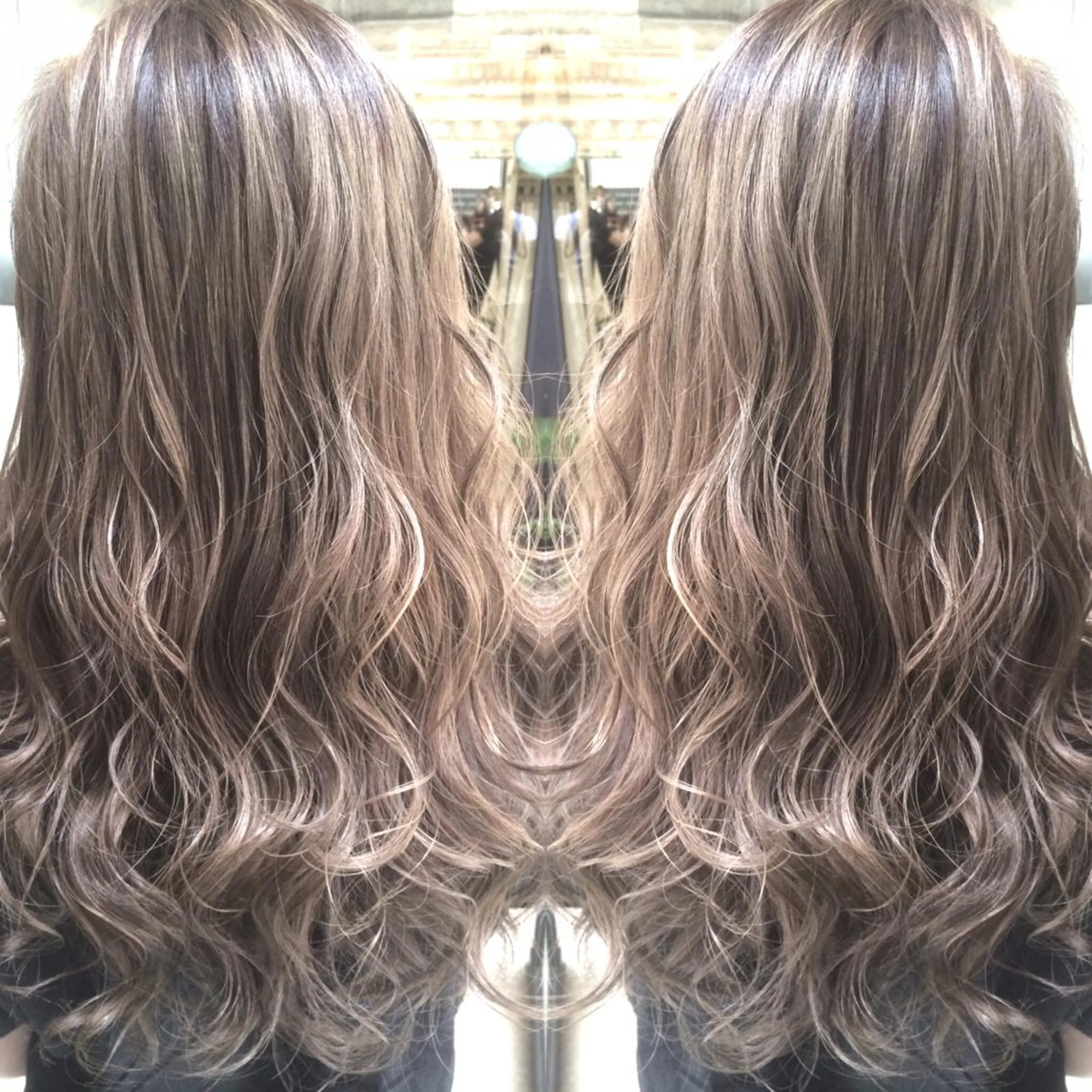 ロング カラー ベージュカラー ハイライトカラー 3Dハイライト ハイライト ヘアカラー トリートメント 井上 一平のヘアスタイル