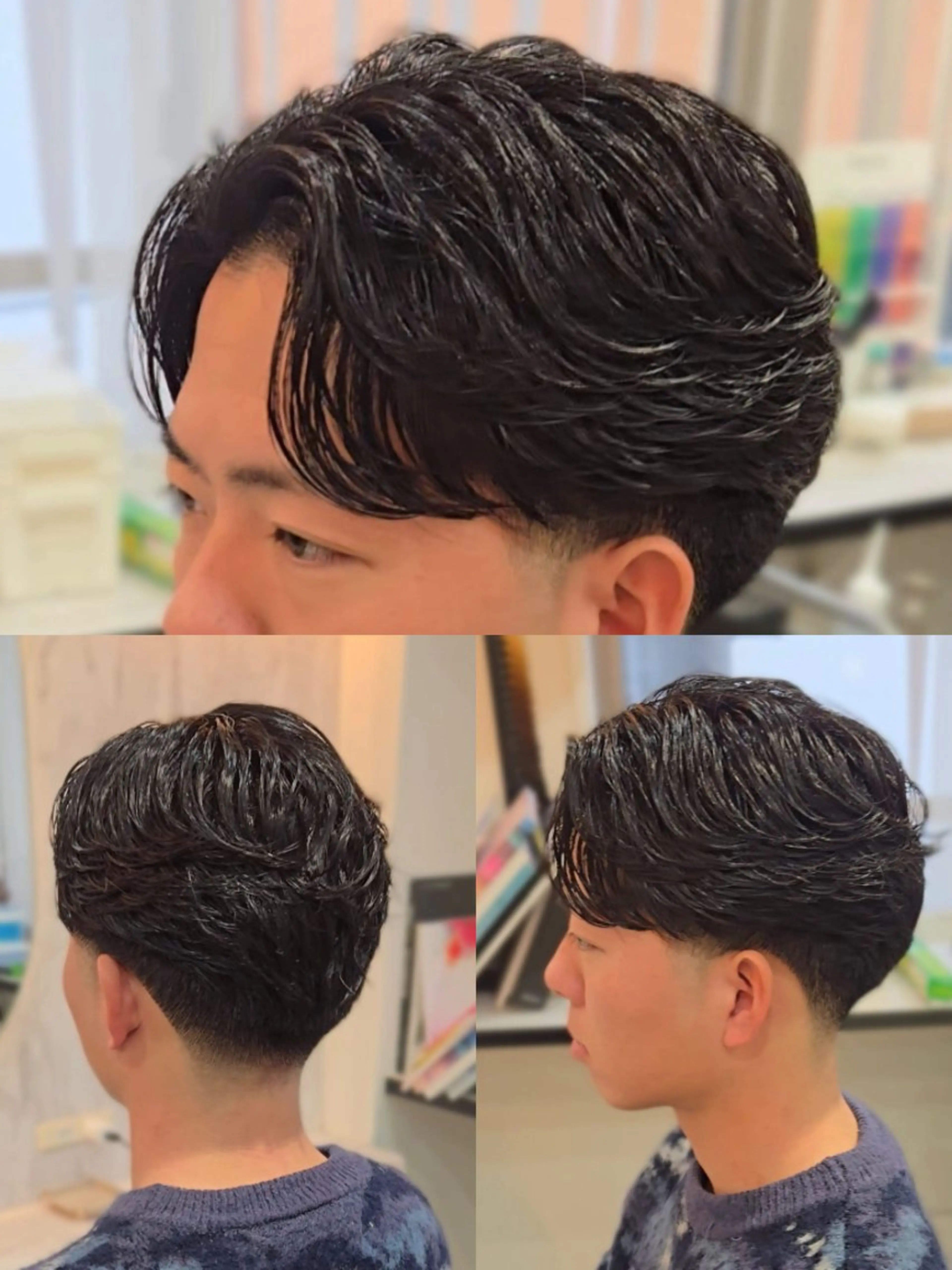 メンズ ミディアム パーマ ミディアムパーマ フェードカット フェザーパーマ メンズパーマ カット パーマ ヘアセット LEN名古屋/パーマ 海外ヘア/メンズ特化のヘアスタイル