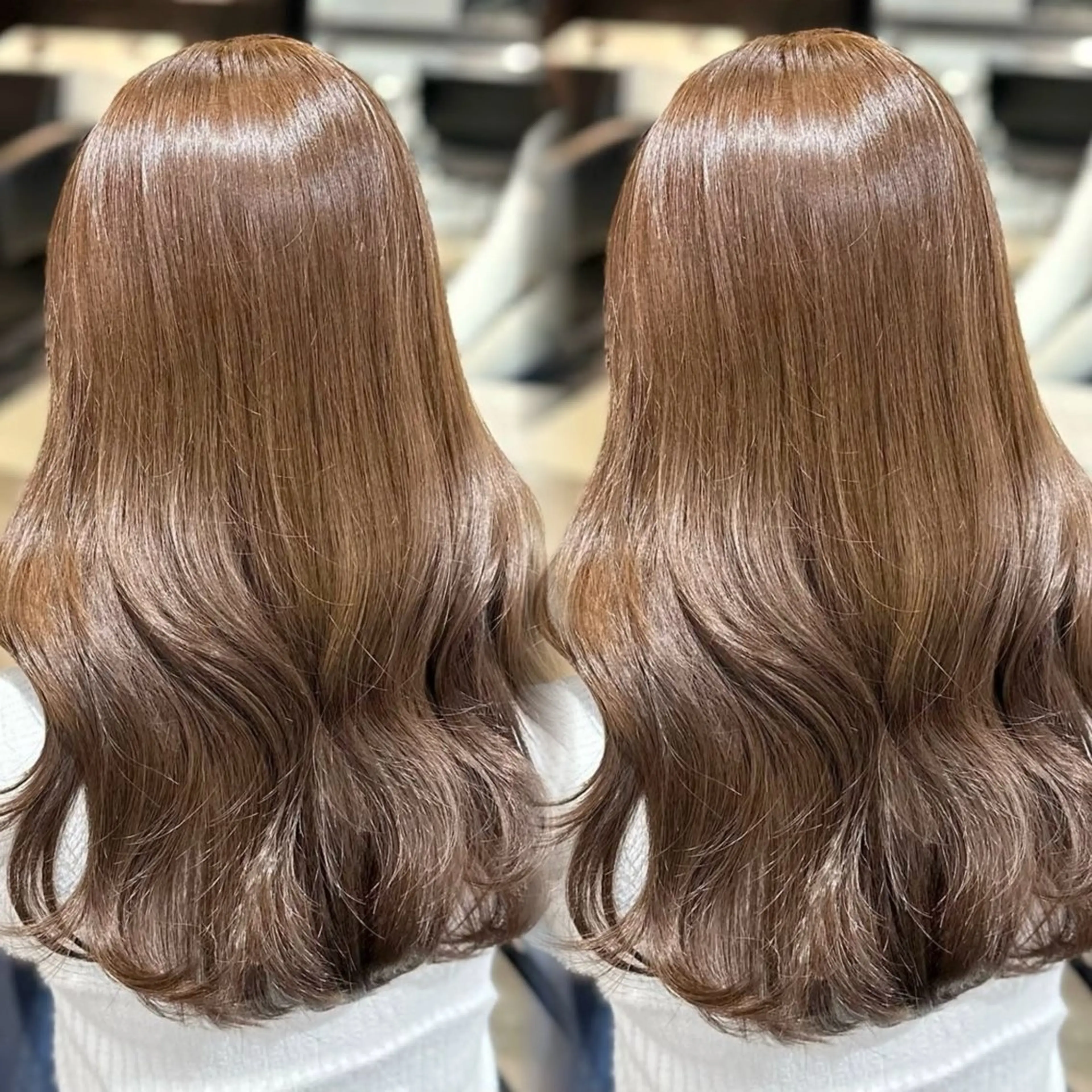 ロング カラー ベージュカラー ブリーチ 透明感カラー ダブルカラー ブリーチなしカラー ヘアカラー 新宿⌇韓国風ヘア ⌇透明感カラーのヘアスタイル