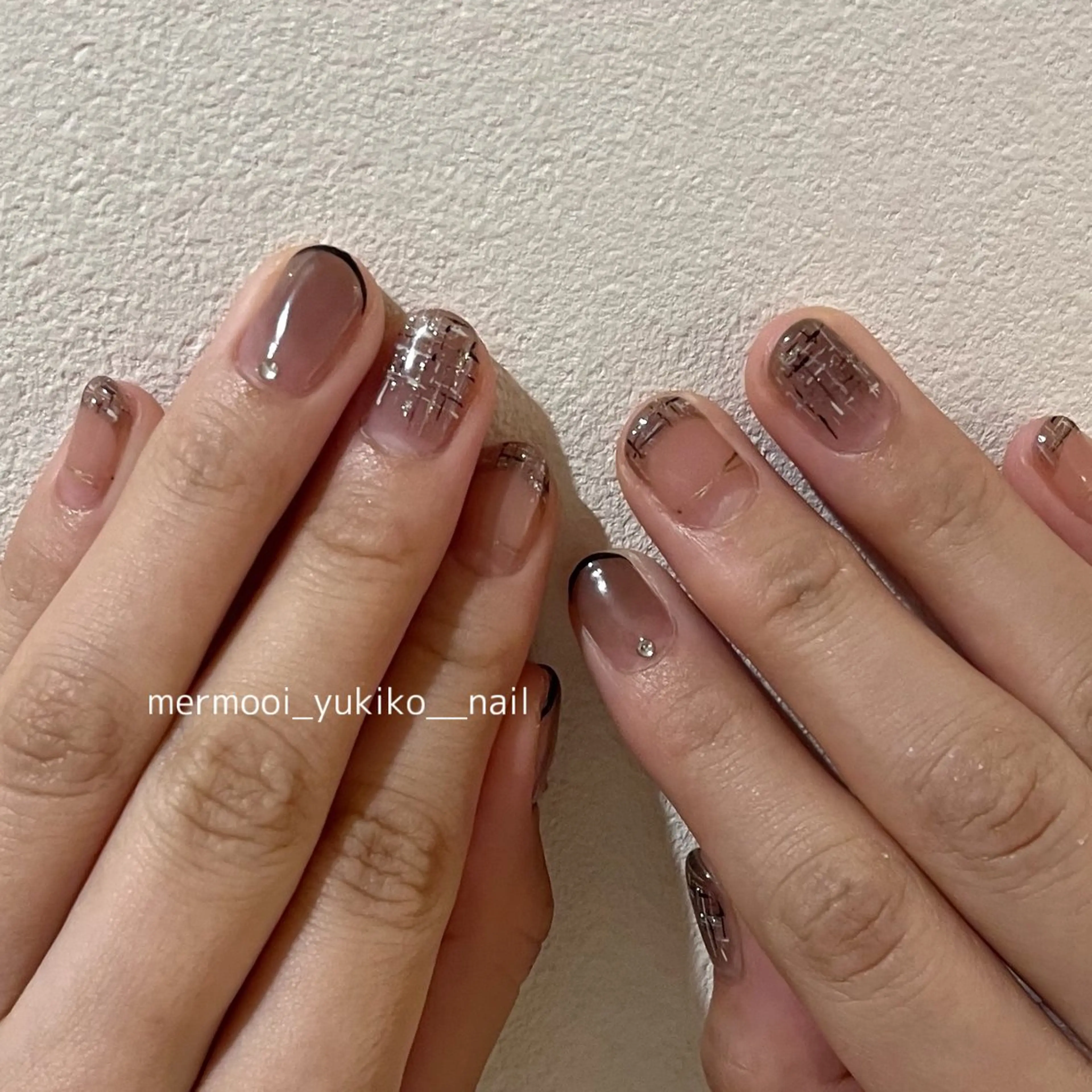 ネイル フレンチネイル ツイードネイル ハンドネイル melumooi nailのネイルデザイン