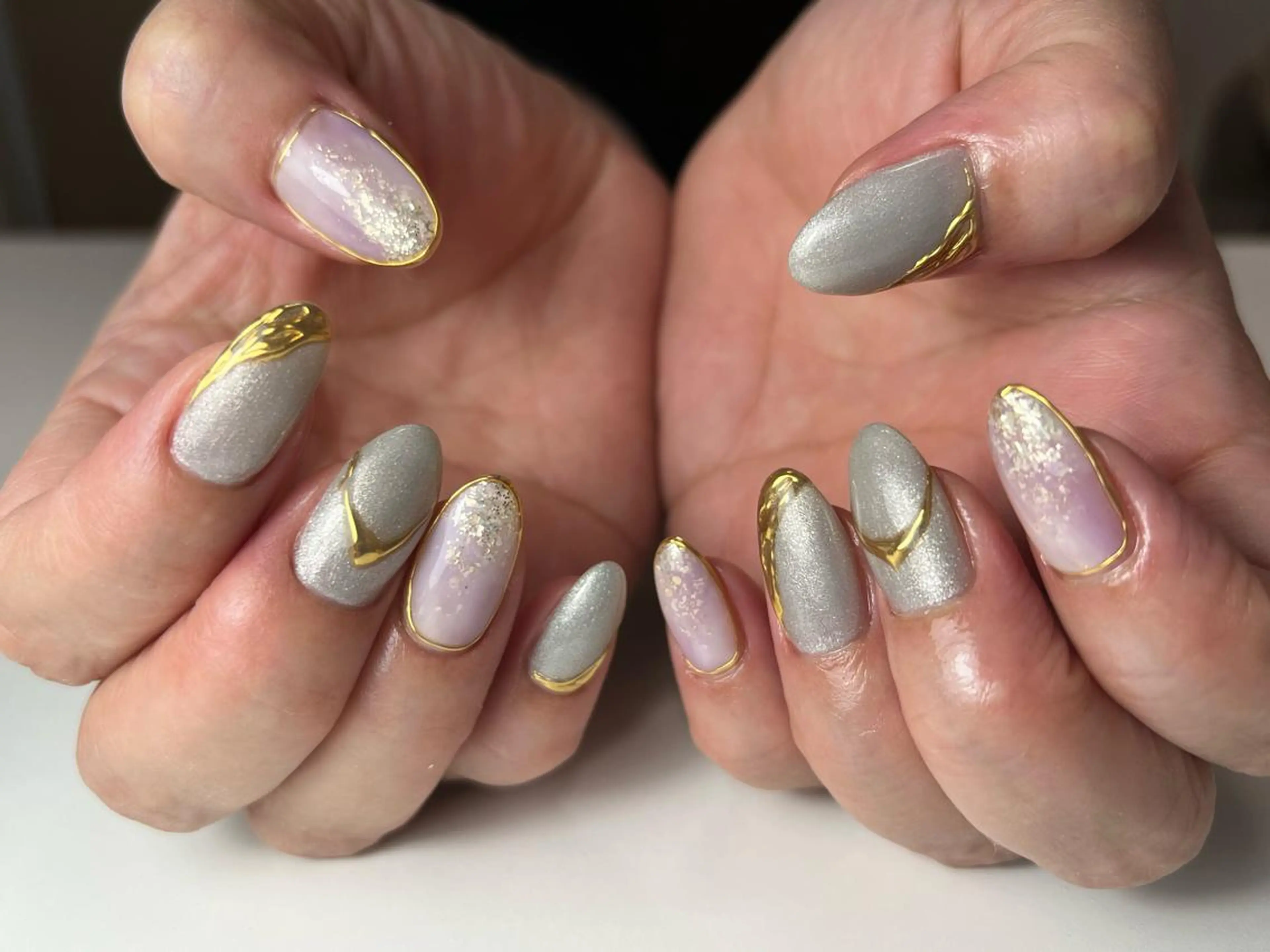 ネイル ブルー グリーン キラキラネイル ハンドネイル フットネイル matao nailの眉毛・アイブロウイメージ