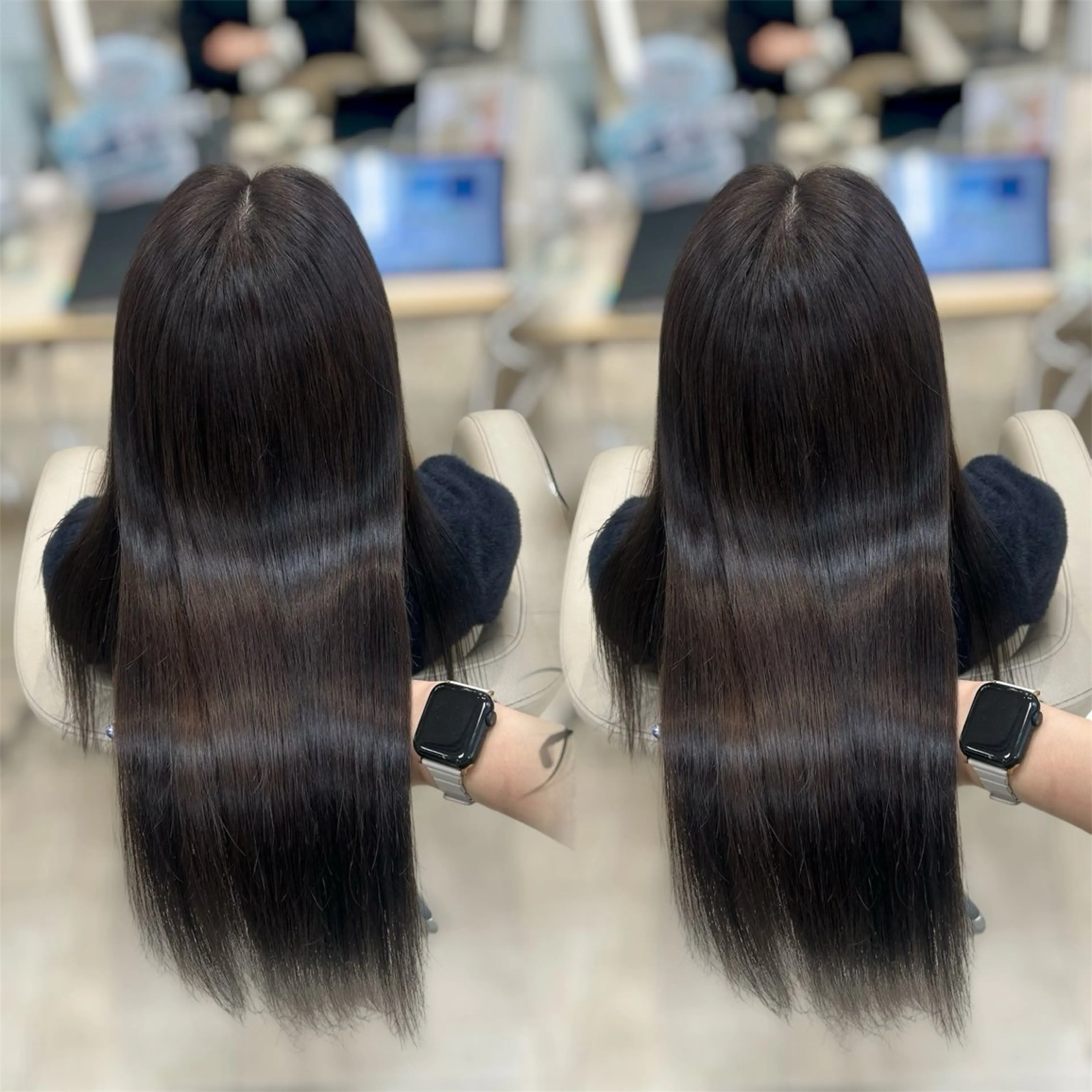 ロング カラー ベージュカラー ブリーチ トリートメント ヘアカラー トリートメント ヘッドスパ ヘアセット ベージュ/つや髪/ レイヤー／ゆいなのヘアスタイル