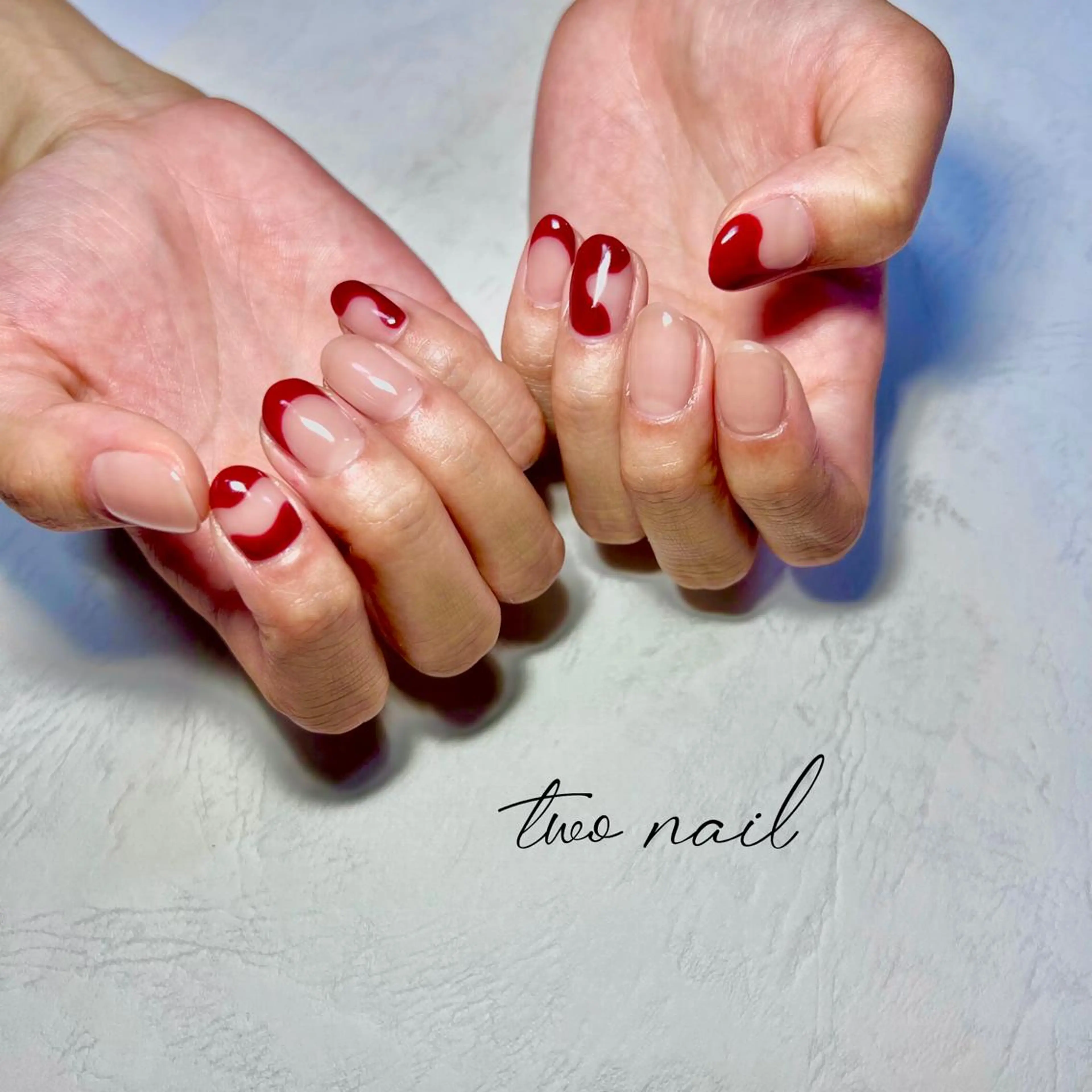 ネイル アートネイル フットネイル ハート ニュアンスネイル ホワイト two nailのネイルデザイン