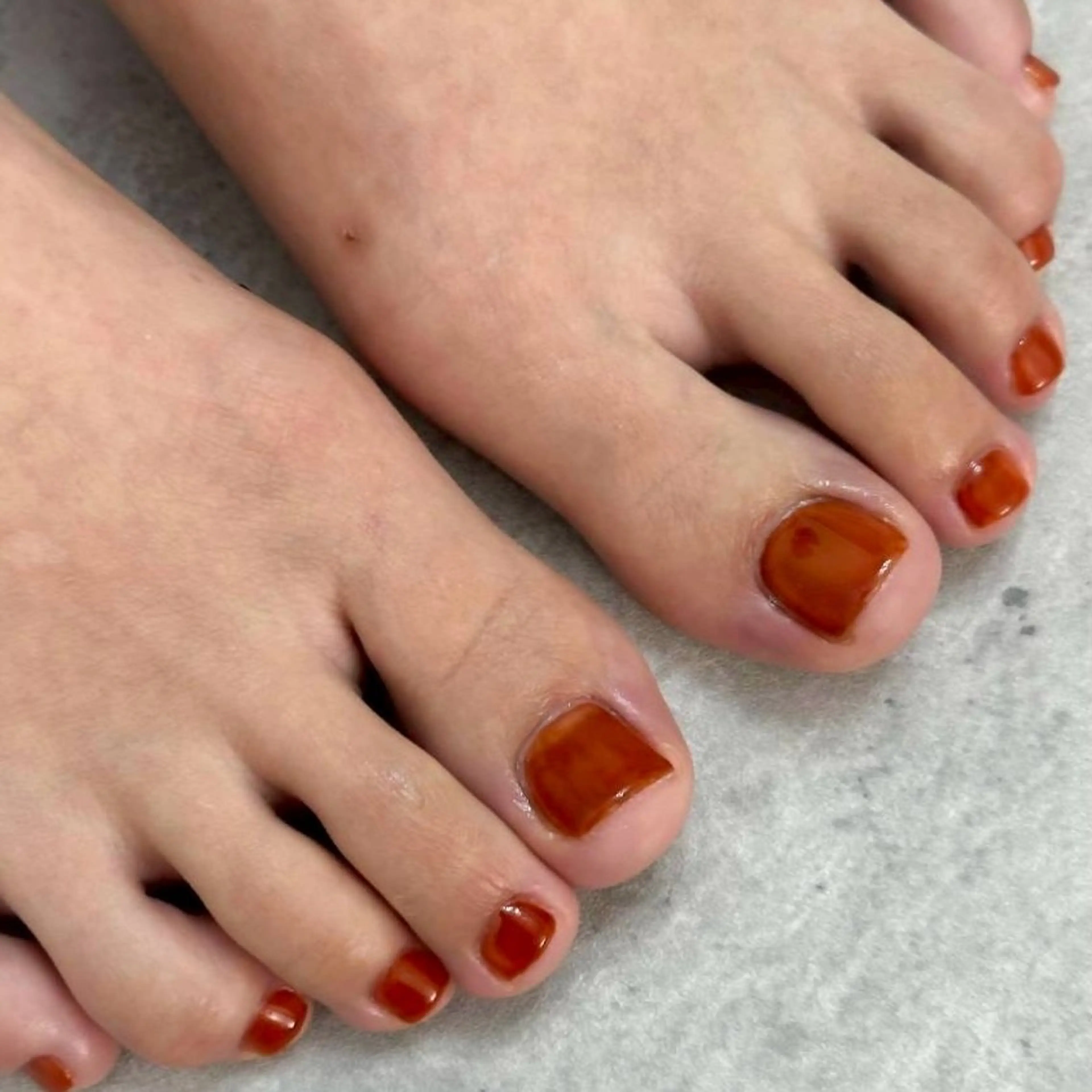 gel nail foot one color👣🧡（補足欄必読）の写真