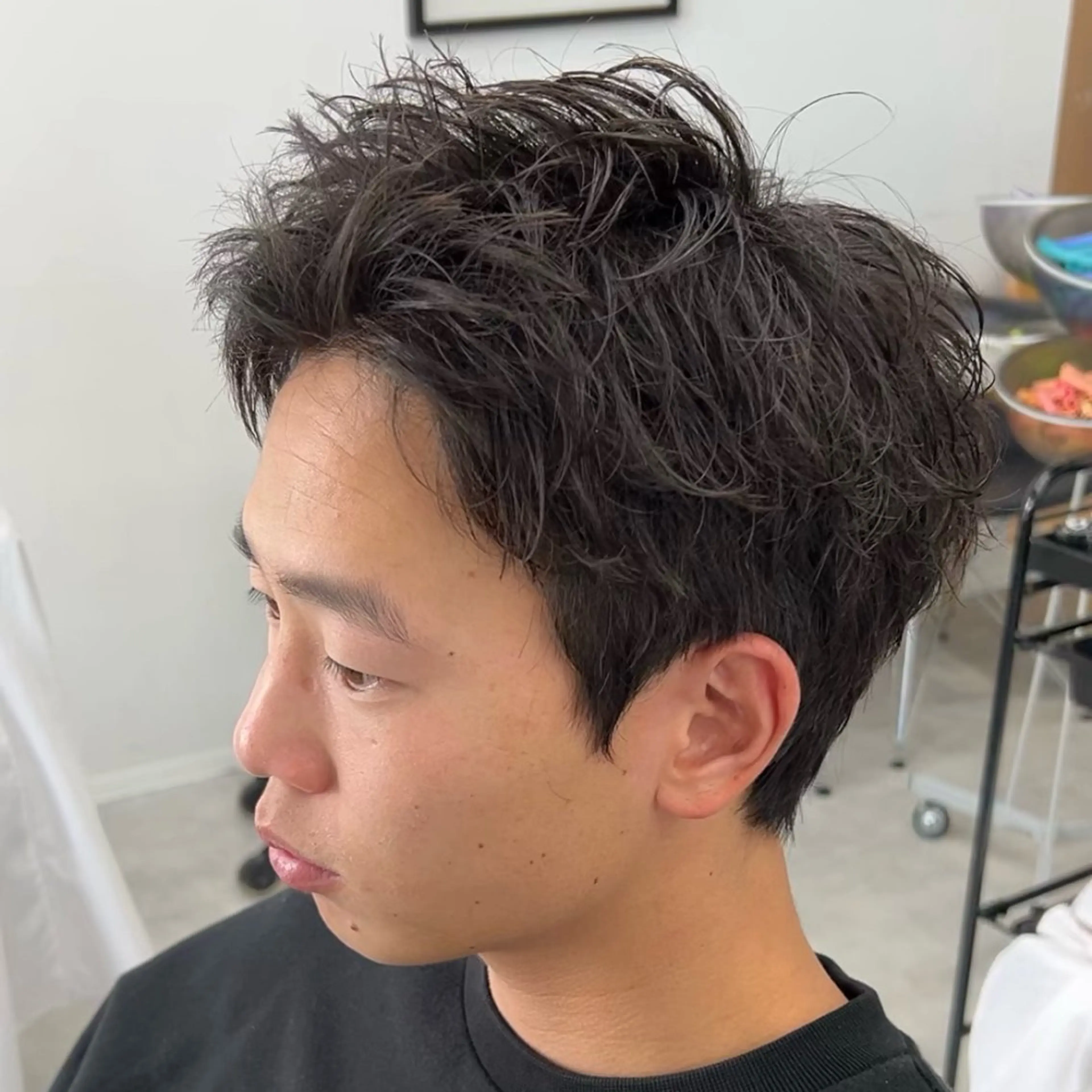 ショート パーマ メンズ スパイキーショート ショートヘア メンズパーマ/波巻き 新潟/万代/夏芽🎀のヘアスタイル