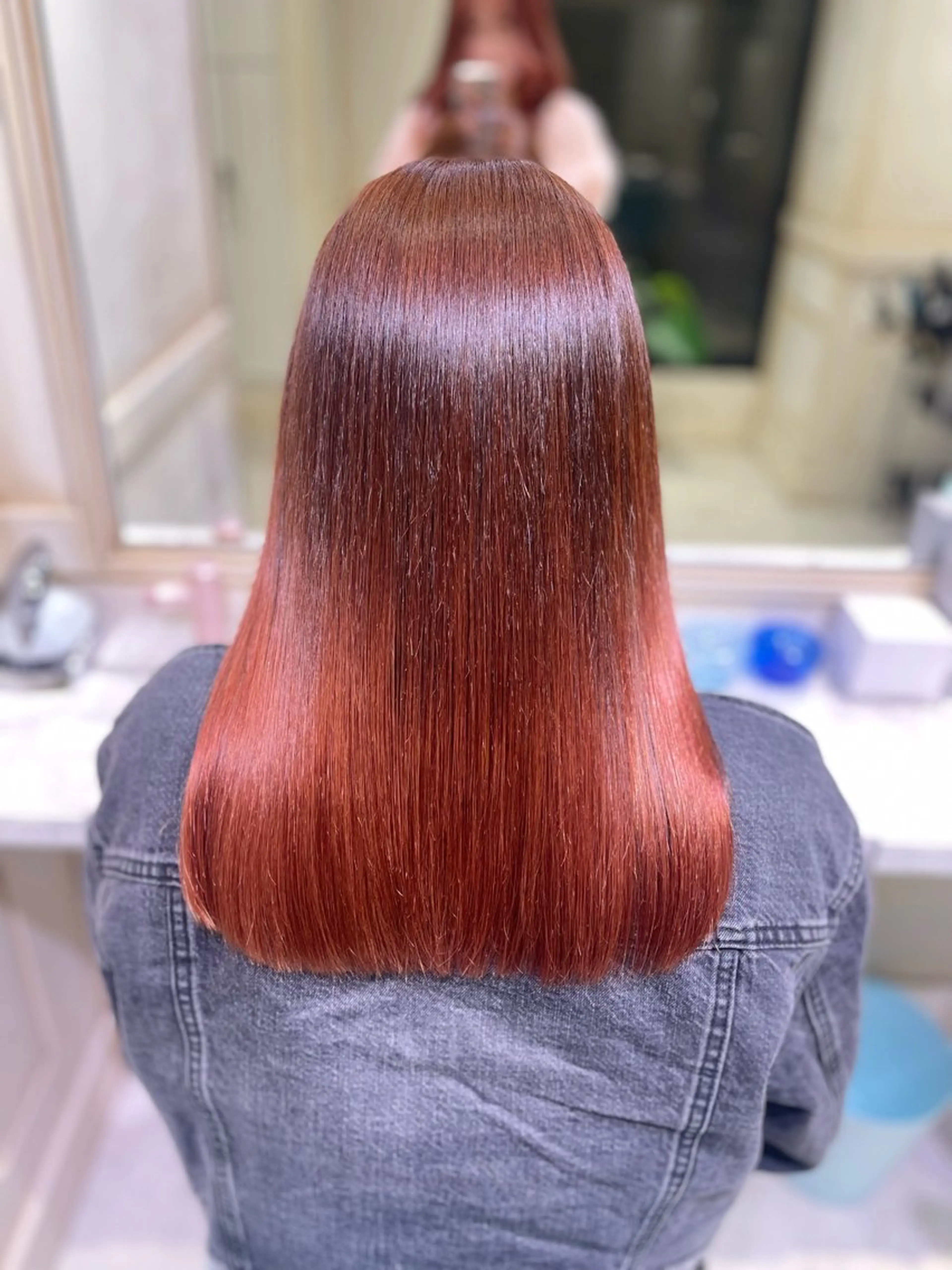 セミロング 🌷ピンク/韓国風 暖色カラー ゆい🌷のヘアスタイル