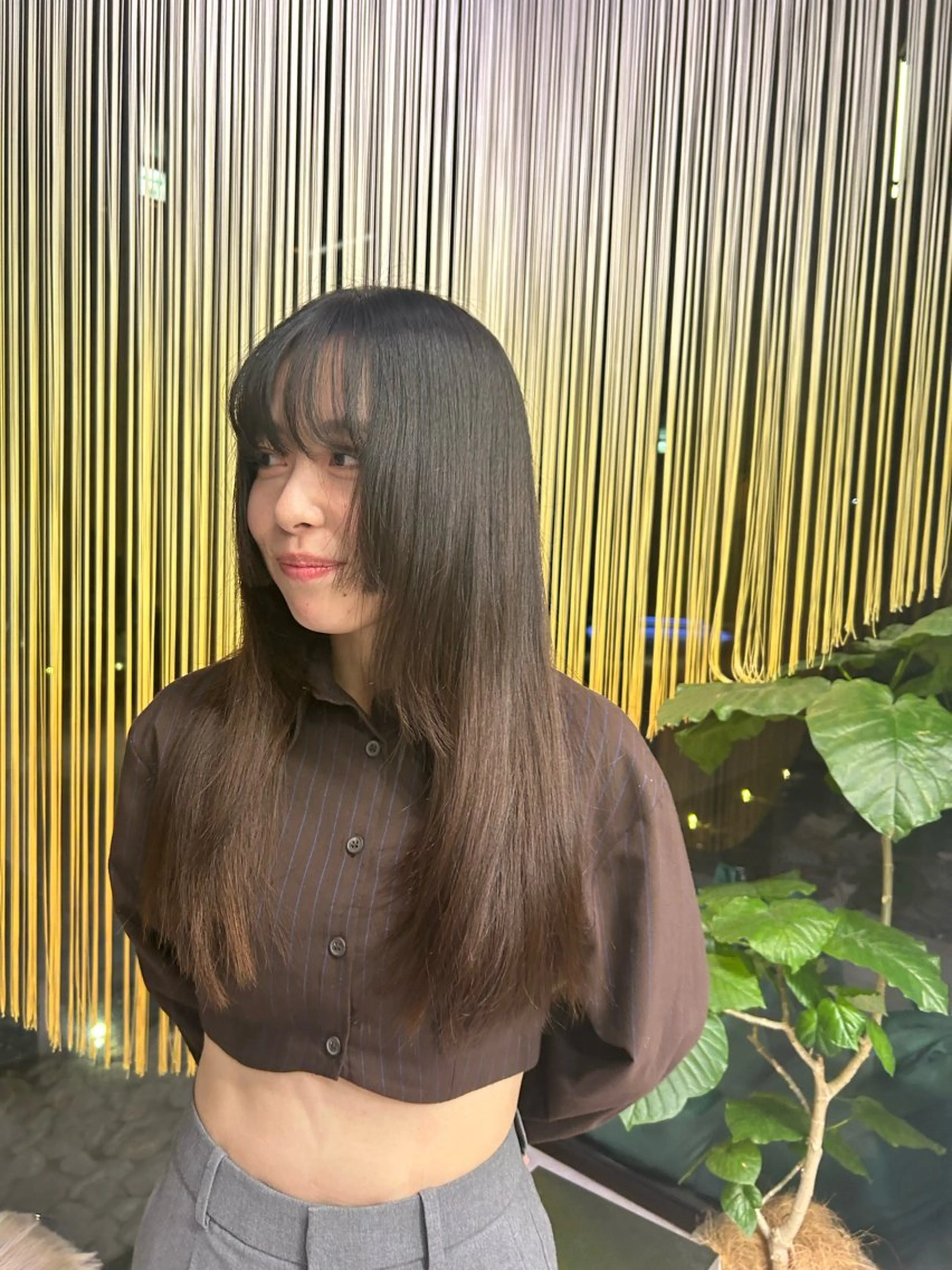 ロング 花井輝 ボブ/センターパートのヘアスタイル