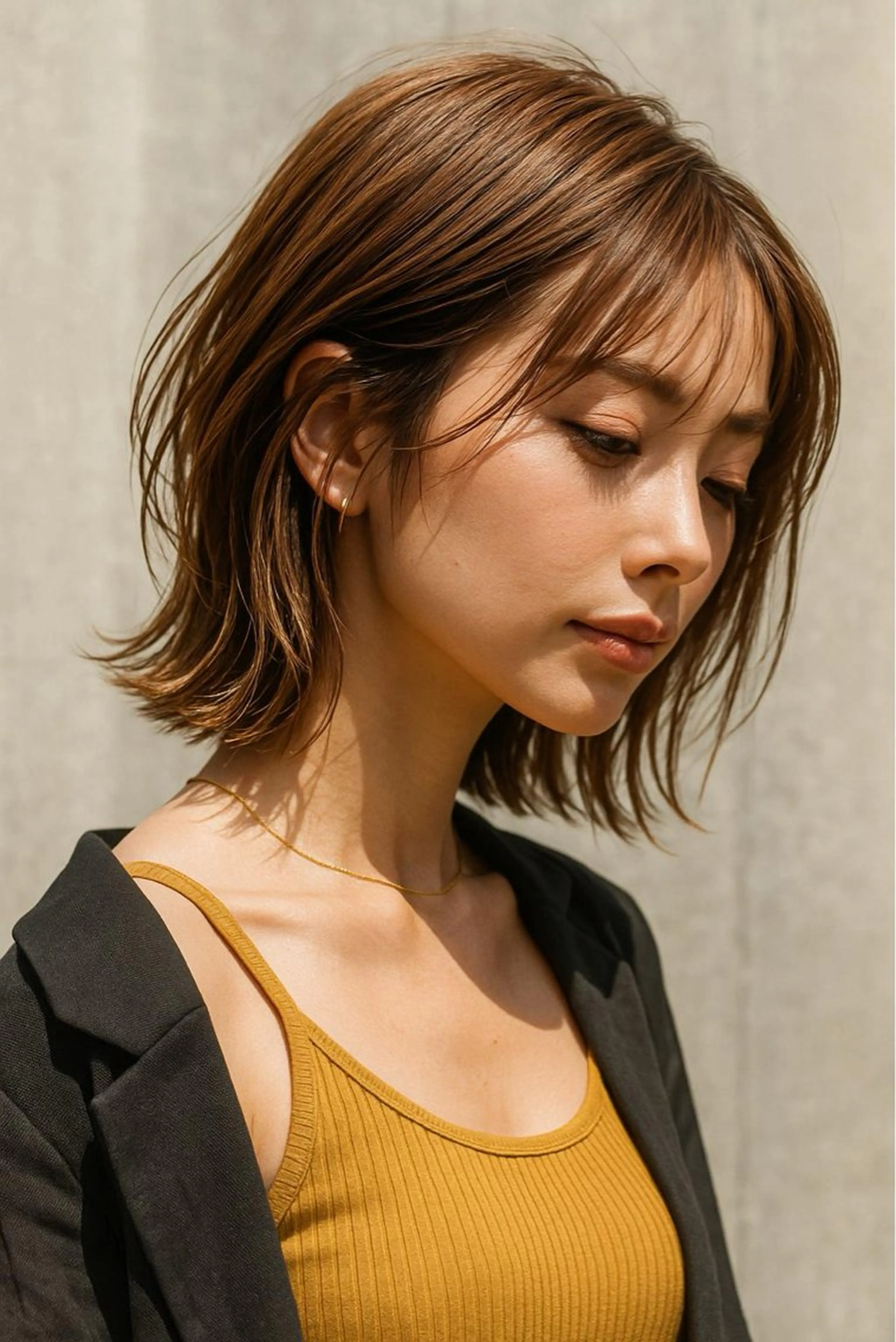 ミディアム カラー パーマ ハイライトカラー ボブ ハイライト ストレートパーマ カット ヘアカラー 縮毛矯正 トリートメント ヘアセット さく/髪質改善× 縮毛矯正/町田のヘアスタイル