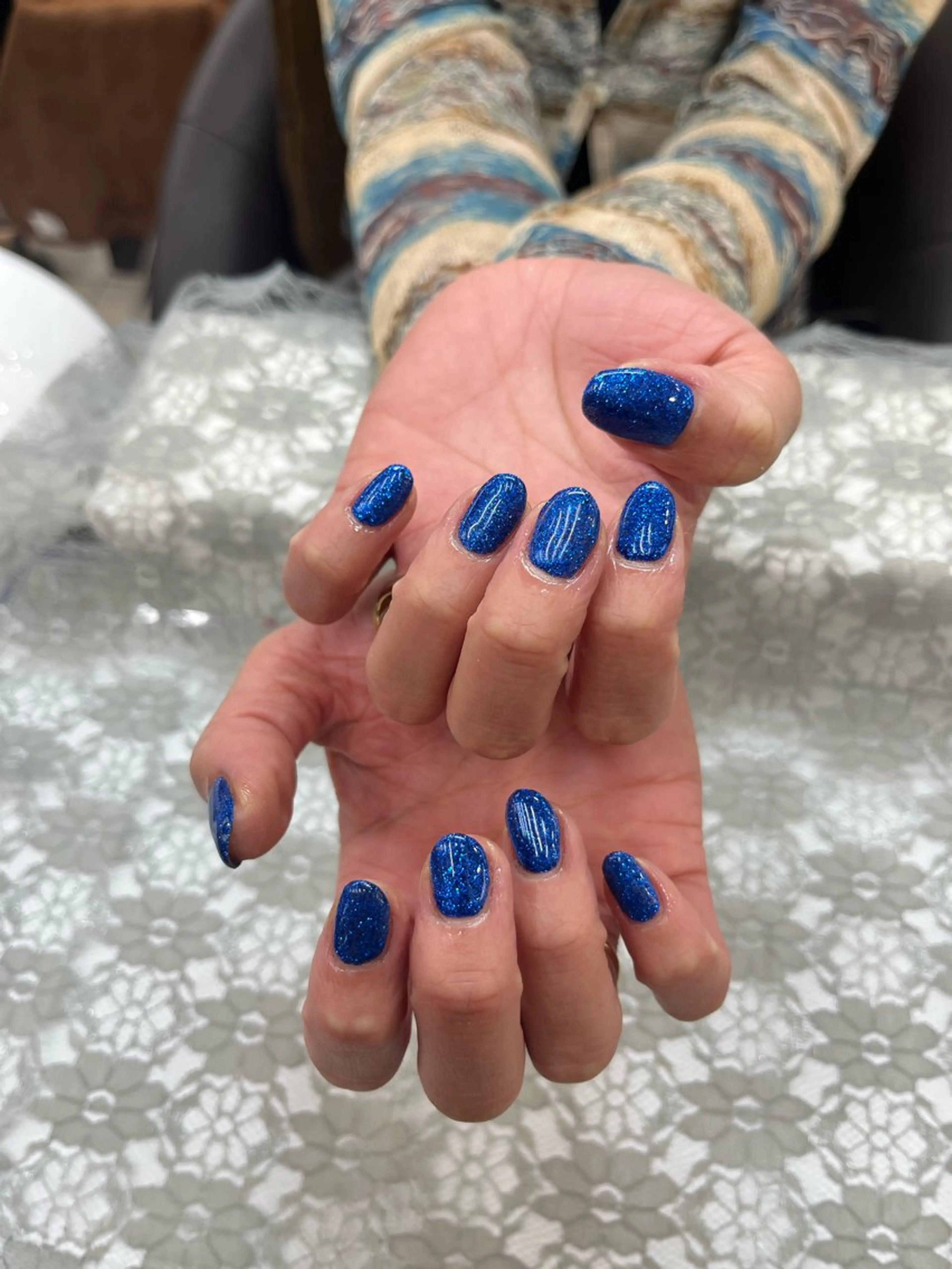 ネイル ブルー ラメ(グリッター) ワンカラーネイル MAXKELLY YUNAのネイルデザイン