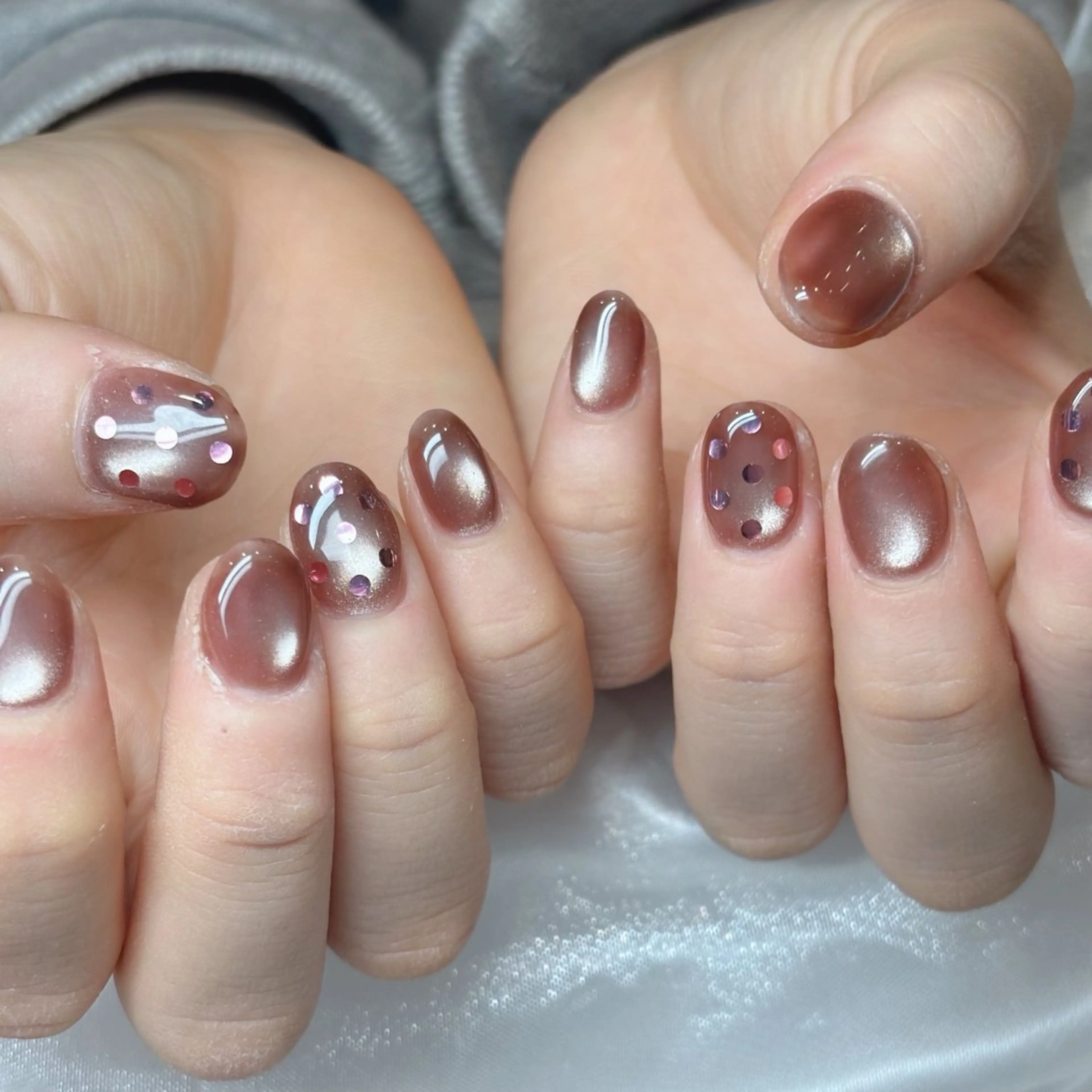 ネイル ドット マグネットネイル マグネットワンカラー ワンカラーネイル ピンク #arl豊田店 伊藤優花のネイルデザイン