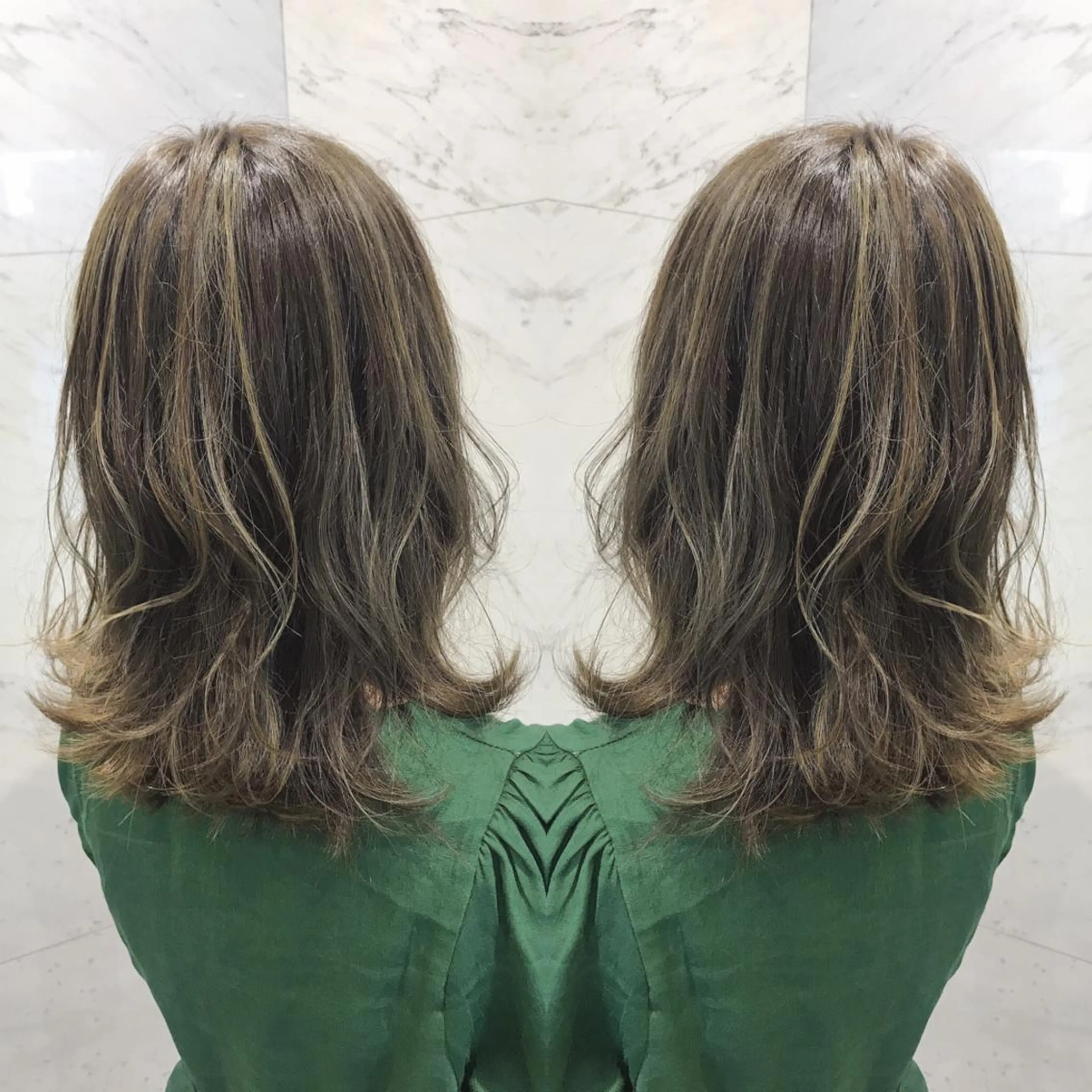 ミディアム カラー ヘアカラー 重政 和樹のヘアスタイル