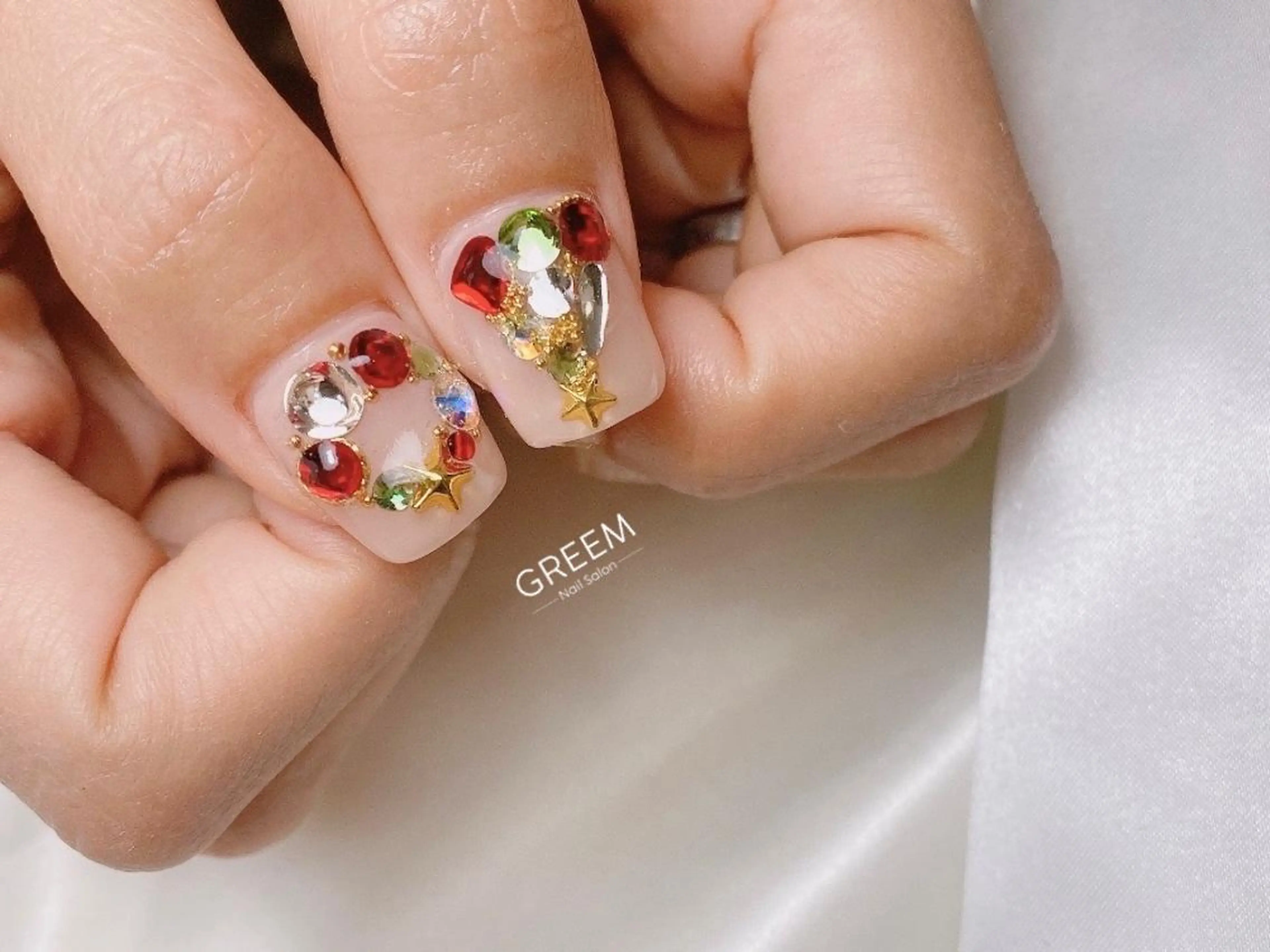 ネイル キラキラネイル ラメ(グリッター) 冬ネイル クリスマス GREEM グリームのネイルデザイン