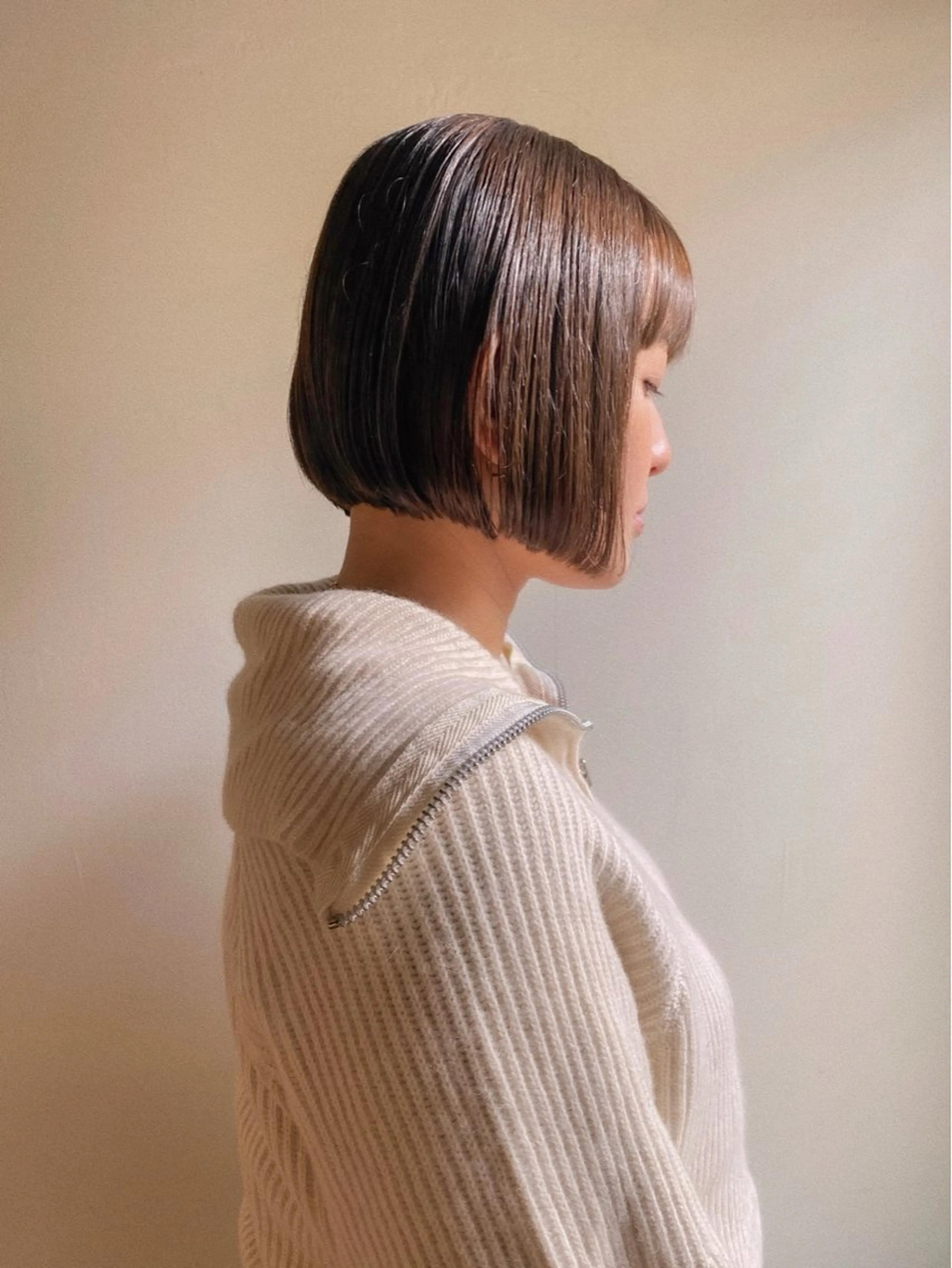 ショート カラー ベージュカラー オリーブベージュ オレンジ 板谷みさき /似合わせBobのヘアスタイル