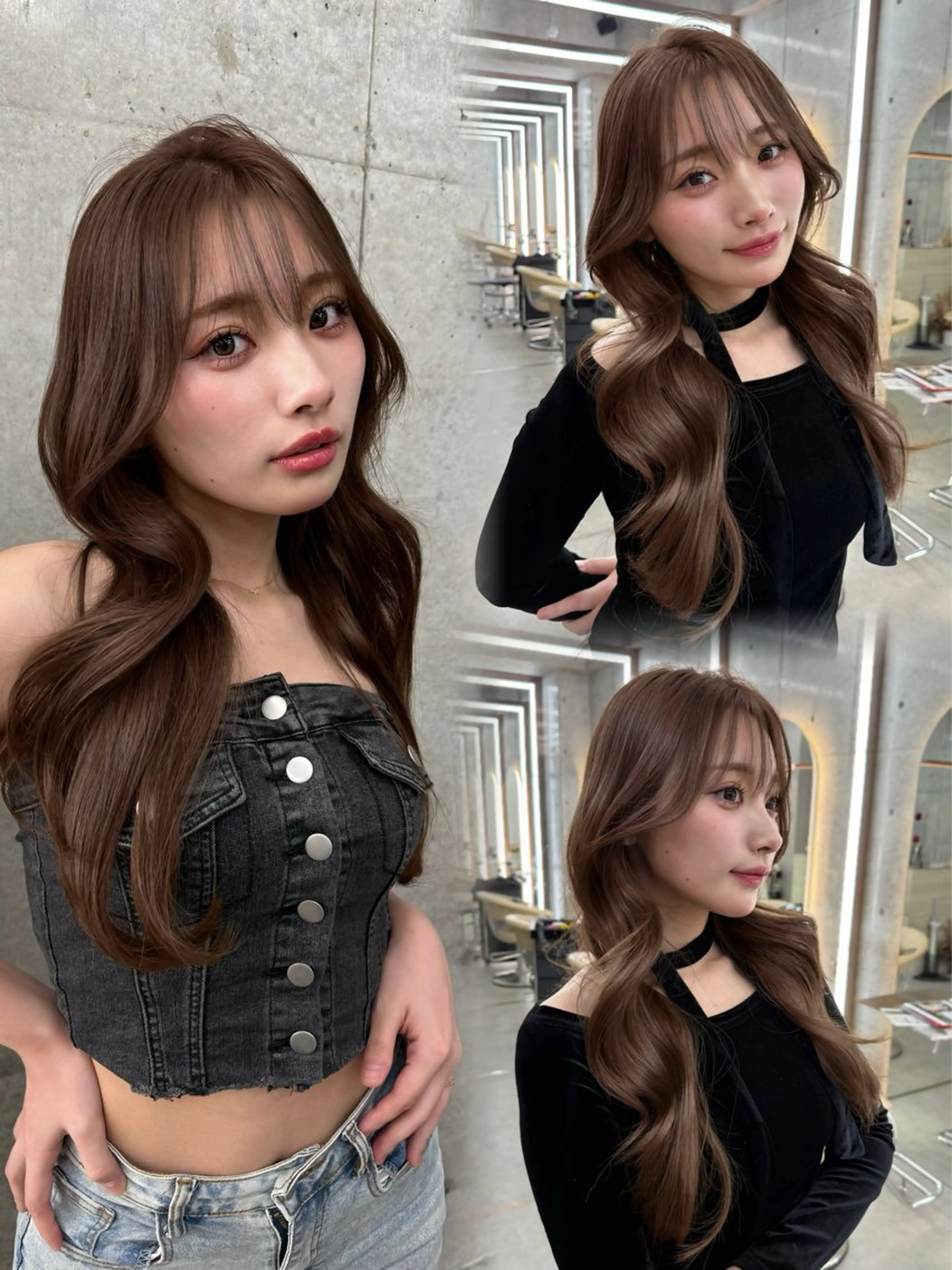 ロング カラー 髪質改善|透明 感カラー🩵レイヤーのヘアスタイル