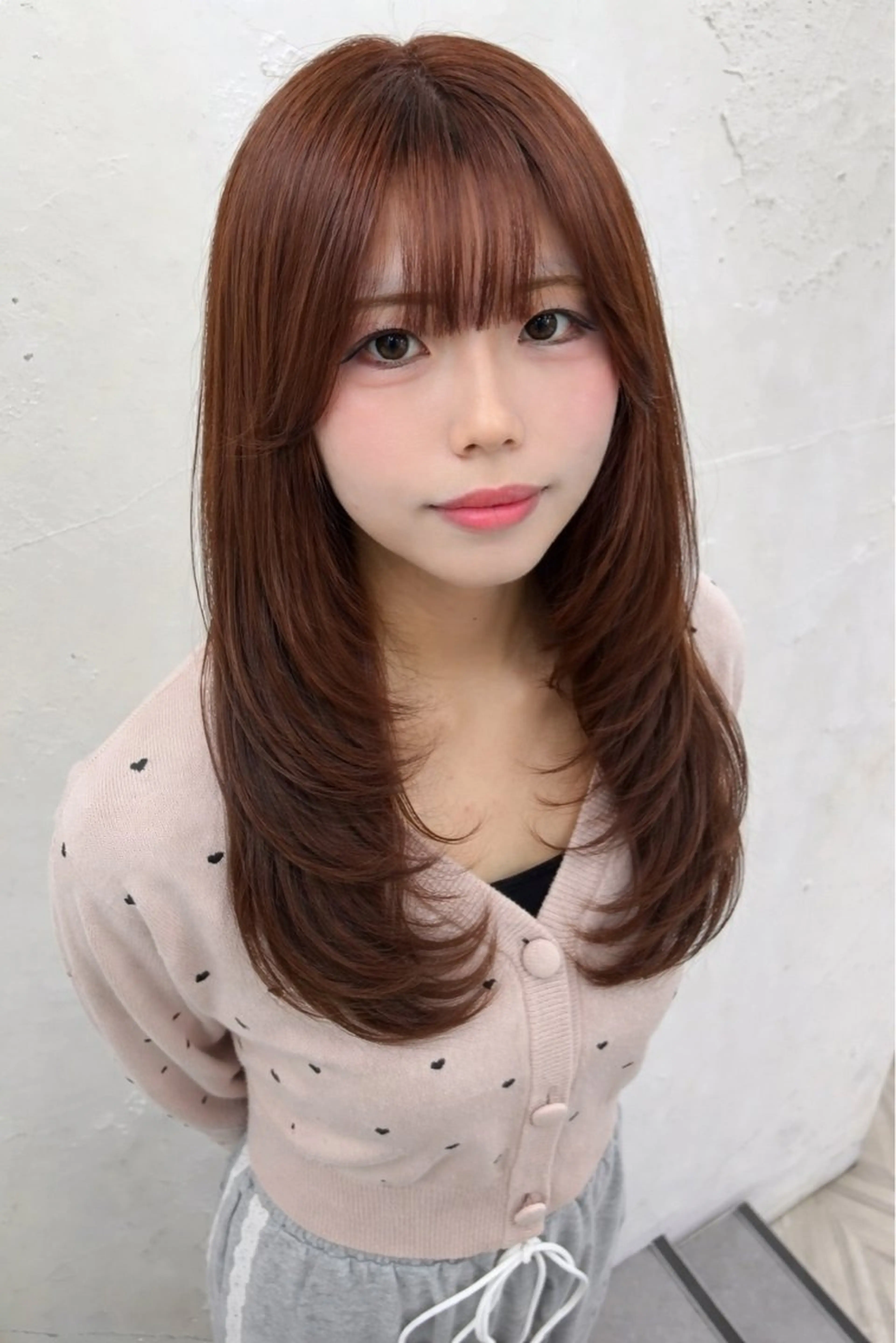 セミロング ピンクブラウン ヘアカラー 馴染ませエクステ/ ヒロヤのヘアスタイル