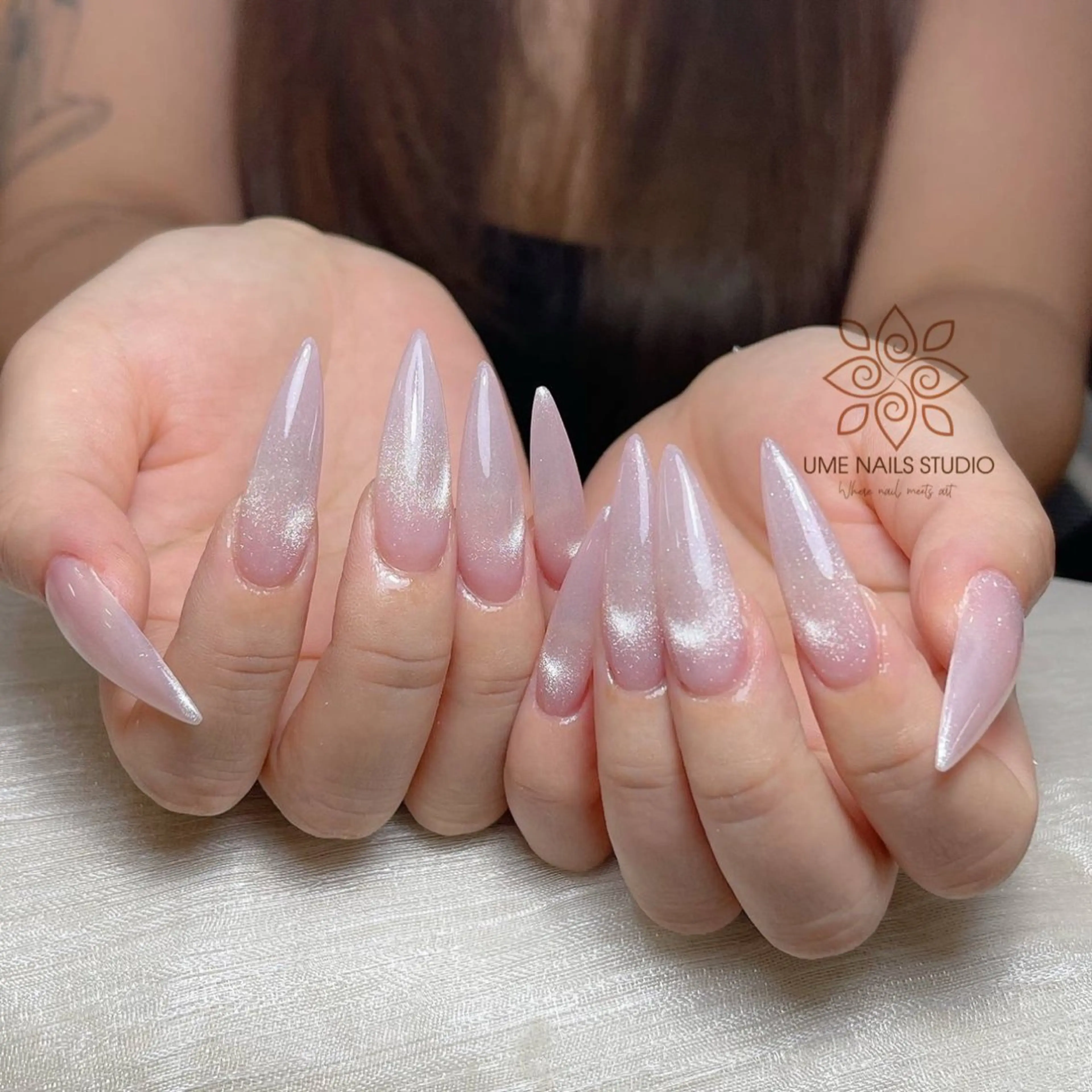 ネイル チークネイル クリアネイル ガーリー キラキラネイル 韓国ネイル ハンドネイル Ume Nail Studioのネイルデザイン