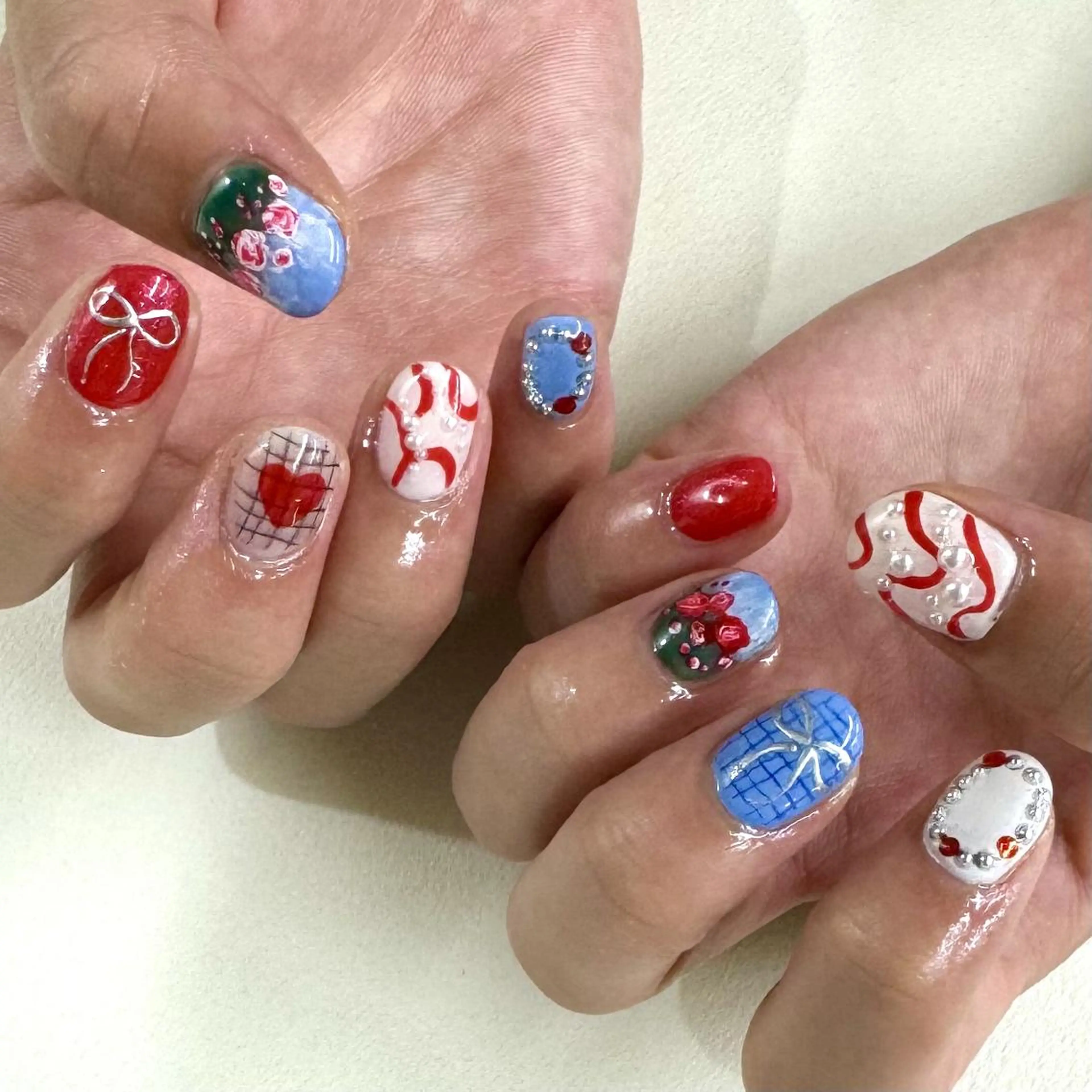ネイル フラワーネイル ジェルネイル 韓国ネイル ニュアンスネイル ワンホンネイル nailstudio eviz新宿店のネイルデザイン