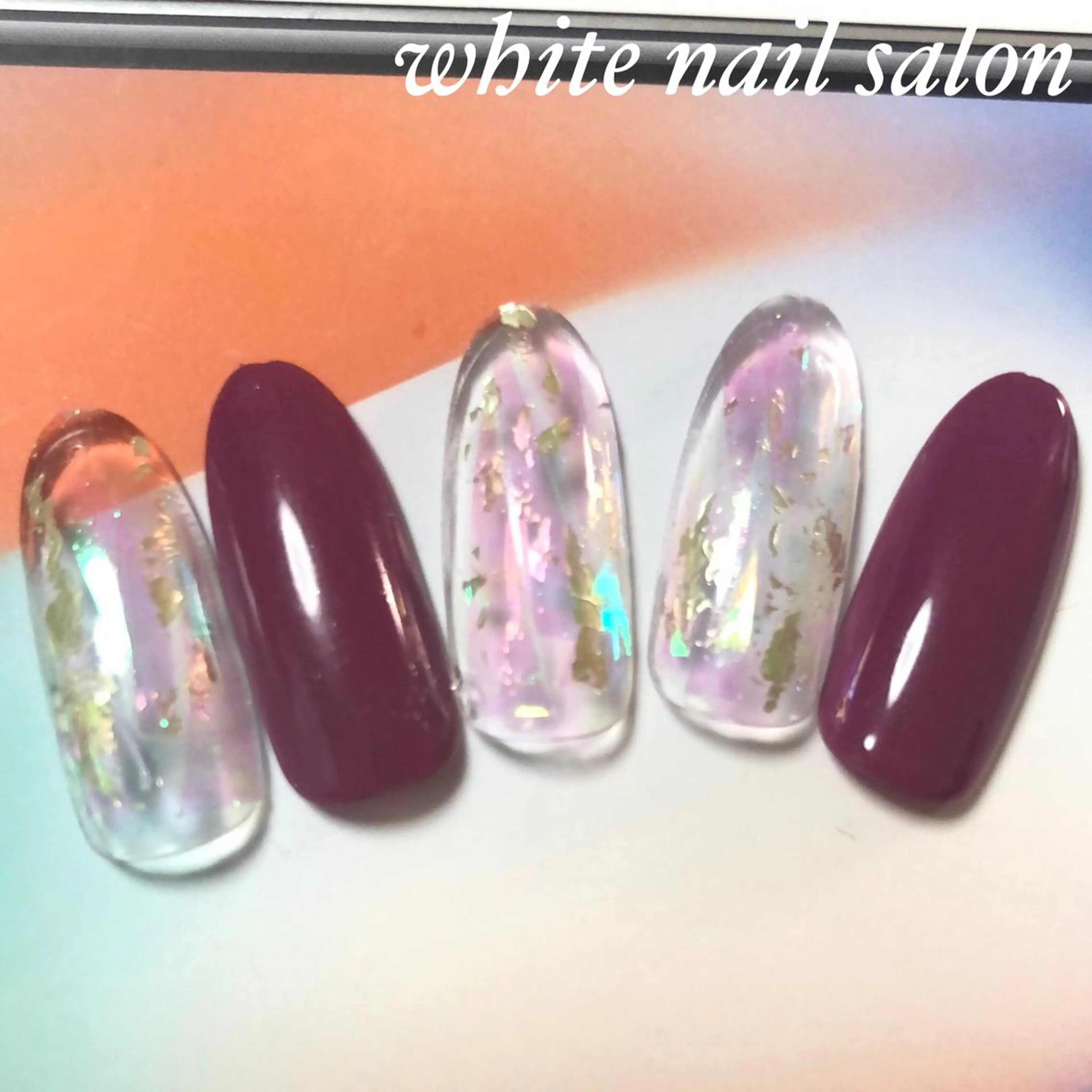 ネイル クリアネイル ジェルネイル ホログラムネイル ニュアンスネイル シンプルネイル ハンドネイル white nail salonのネイルデザイン