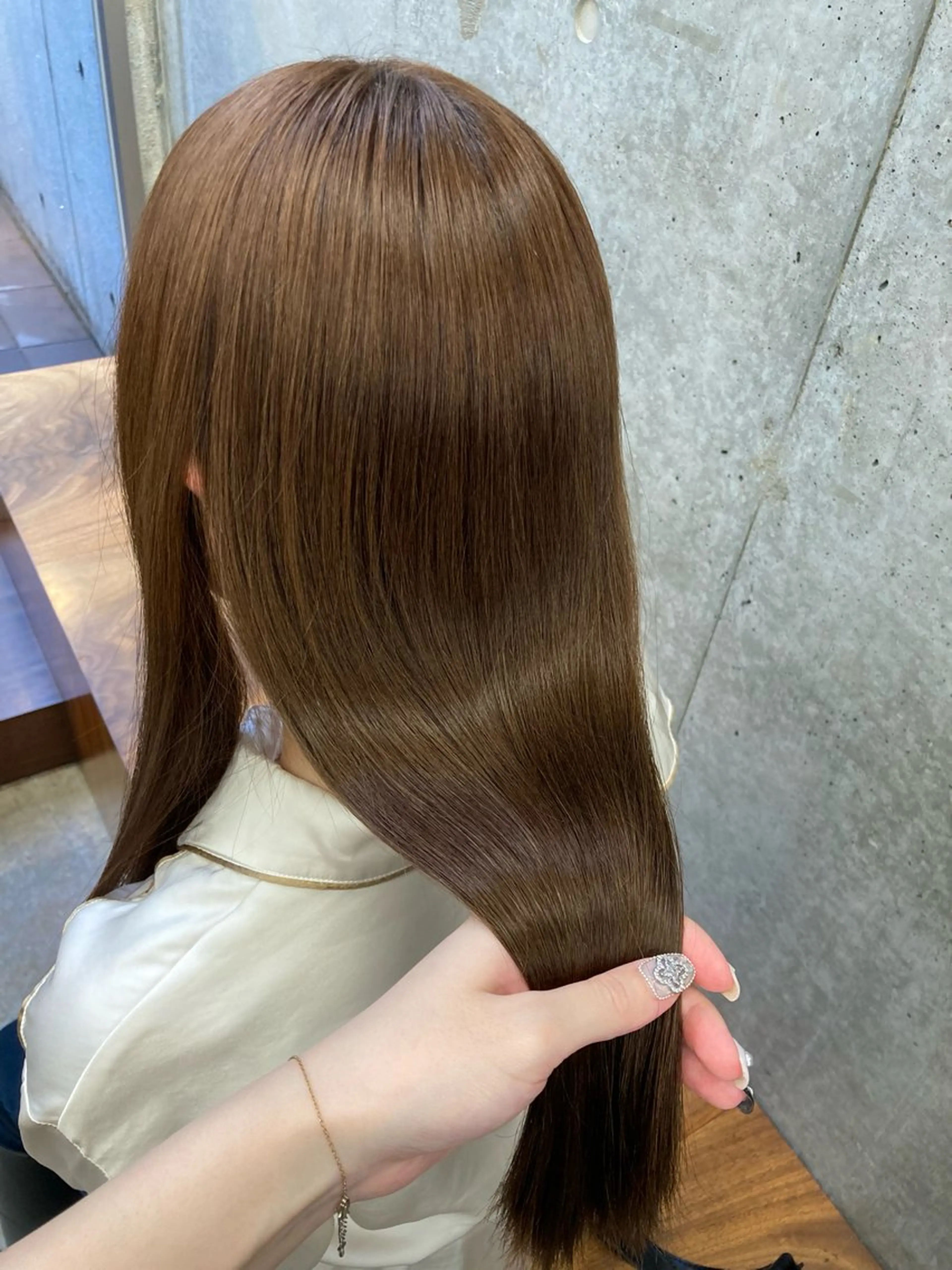 セミロング カラー くせ毛 韓国風ヘア 縮毛矯正 トリートメント 縮毛矯正 トリートメント ダメージレス艶髪 🦋MISAKI🦋のヘアスタイル