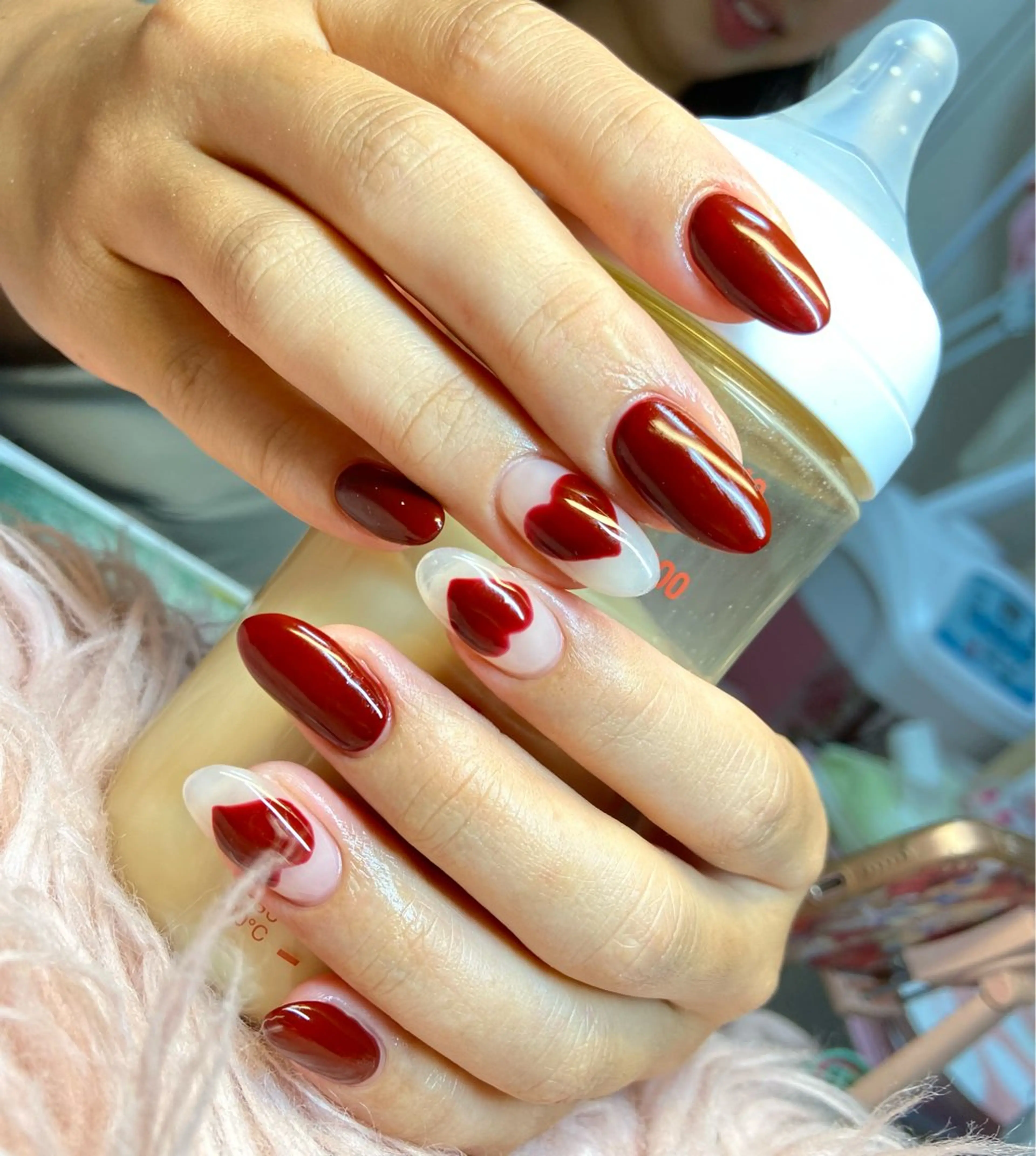 ネイル 赤色 HandSnail 座間自宅ネイルサロンのネイルデザイン