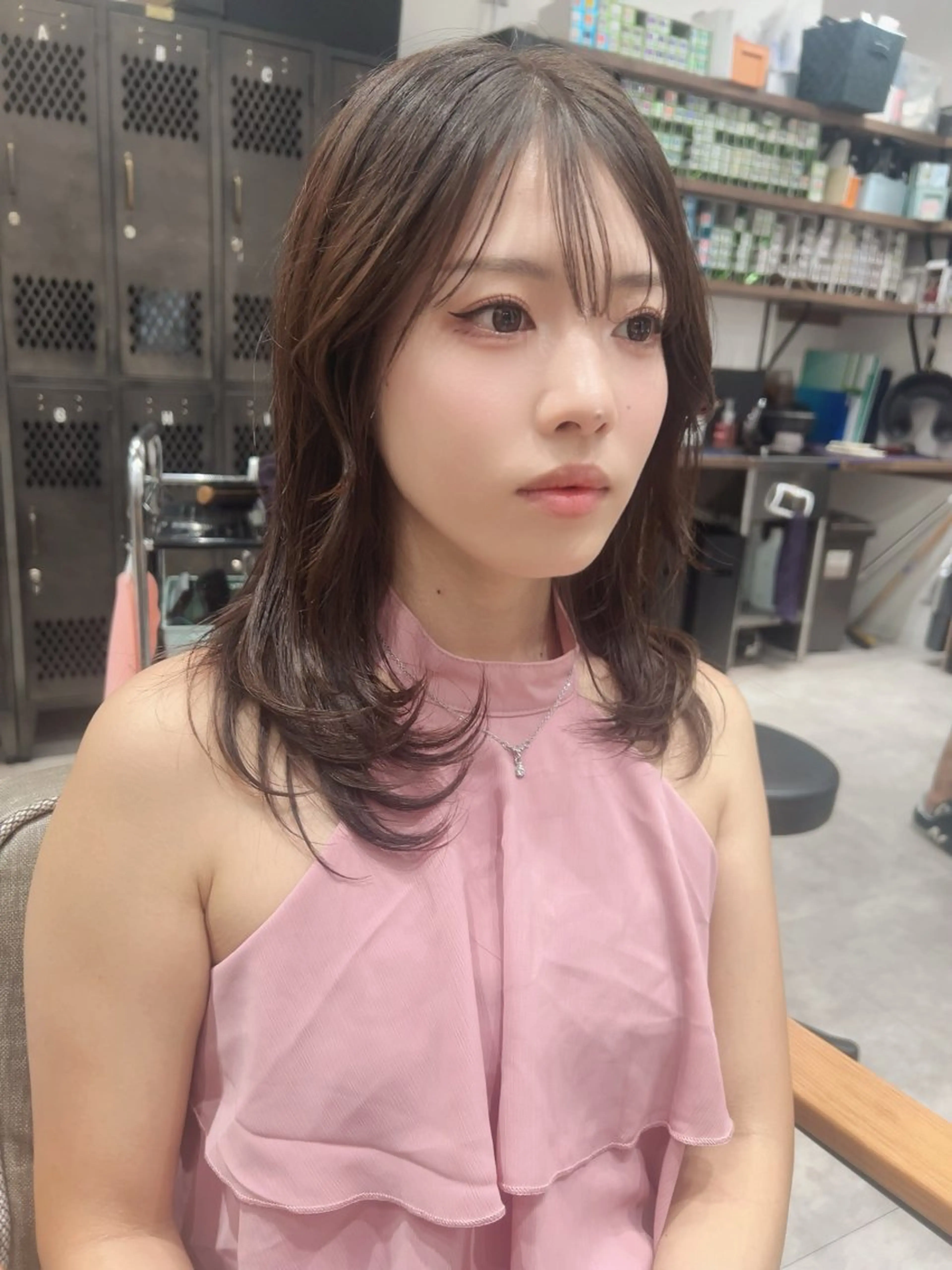 ロング カラー グレージュ レイヤーカット ワンホンレイヤー レイヤー/韓国/ ハッシュ/高田翼のヘアスタイル