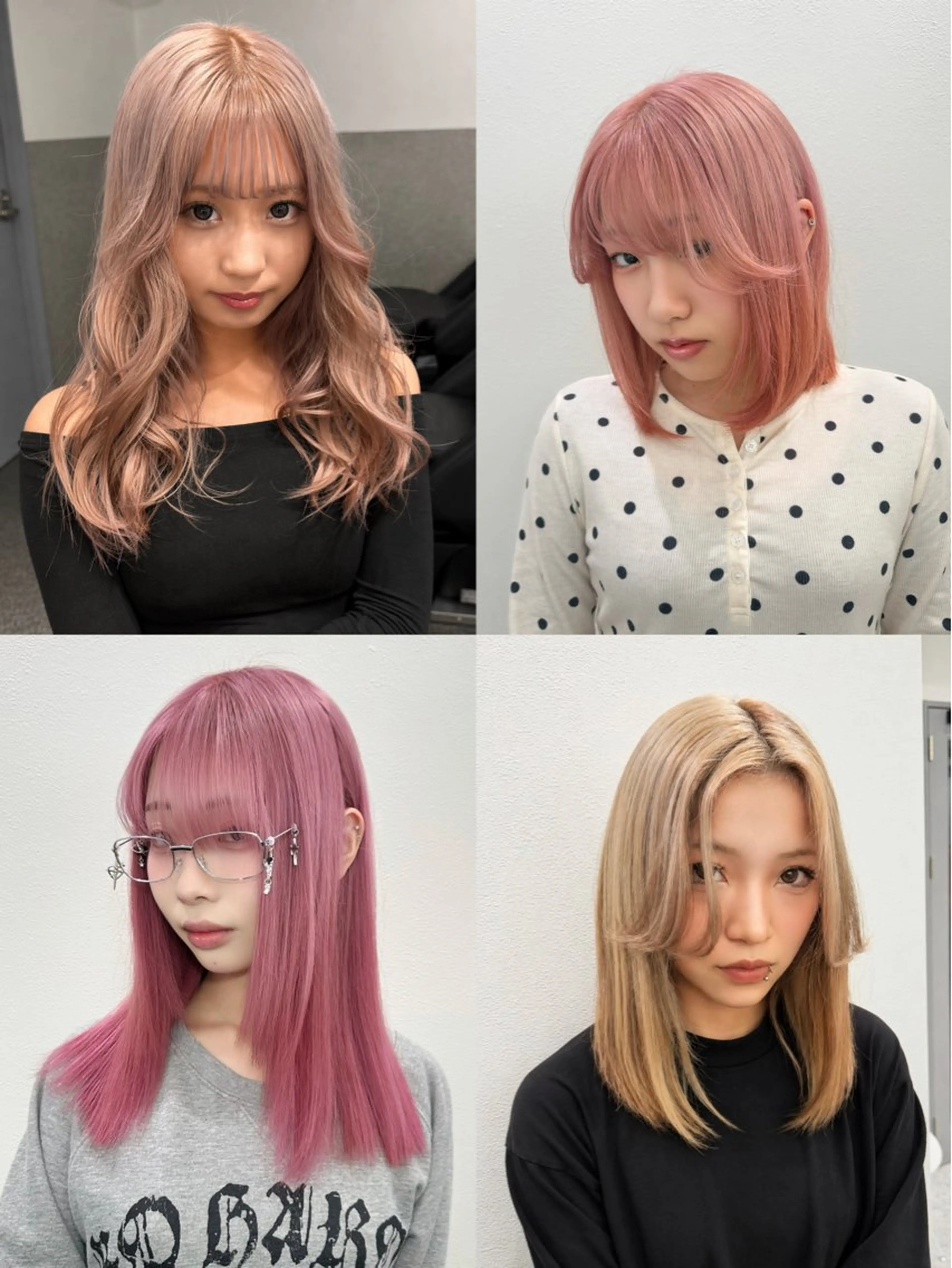 セミロング カラー ベージュカラー ハイトーンカラー ミルクティーベージュ ピンクカラー ヘアカラー トリートメント ハイトーン🪼派手髪 mahoのヘアスタイル