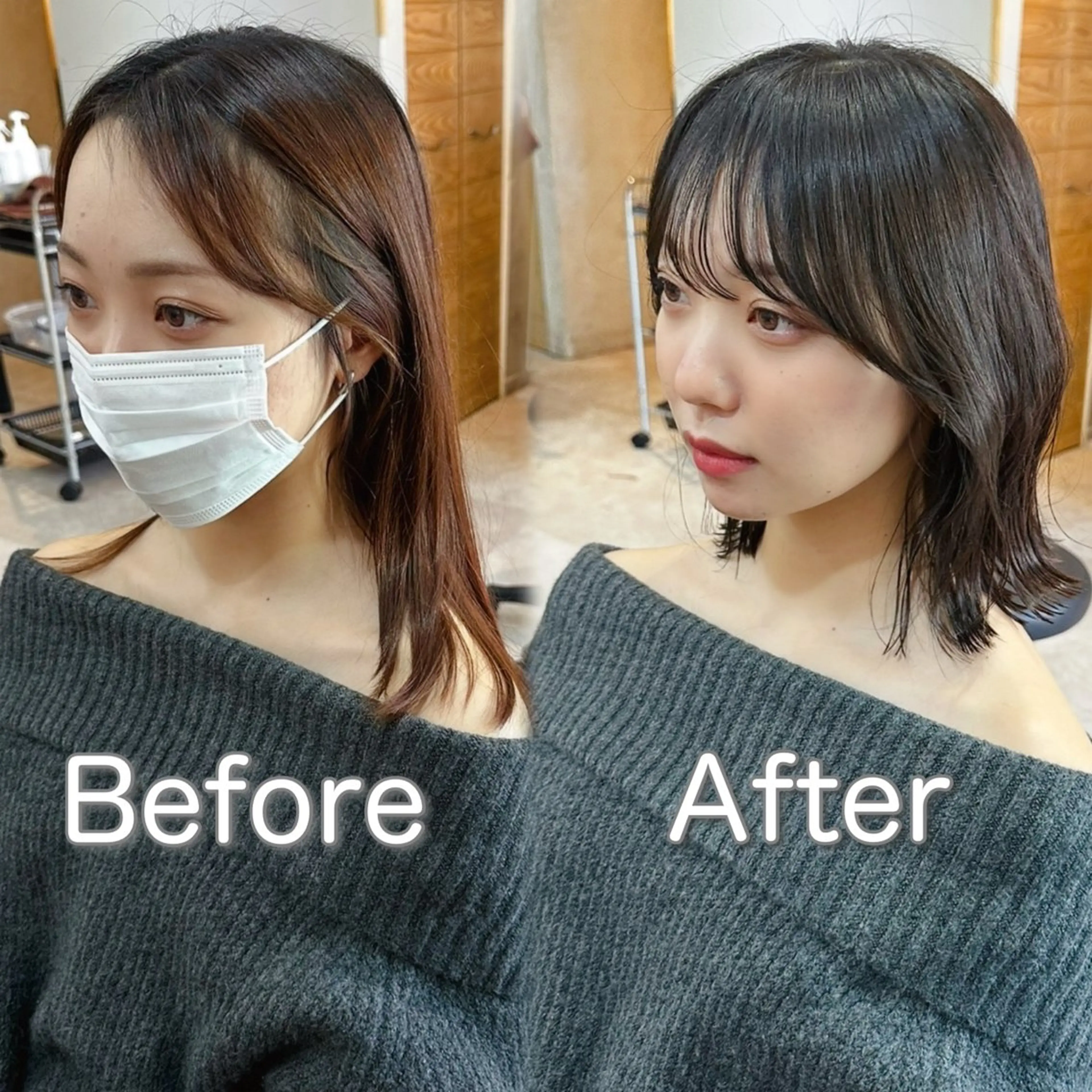 ミディアム カット ヘアカラー トリートメント 似合わせヘア/ボブ/ ミディアム/Takaのヘアスタイル