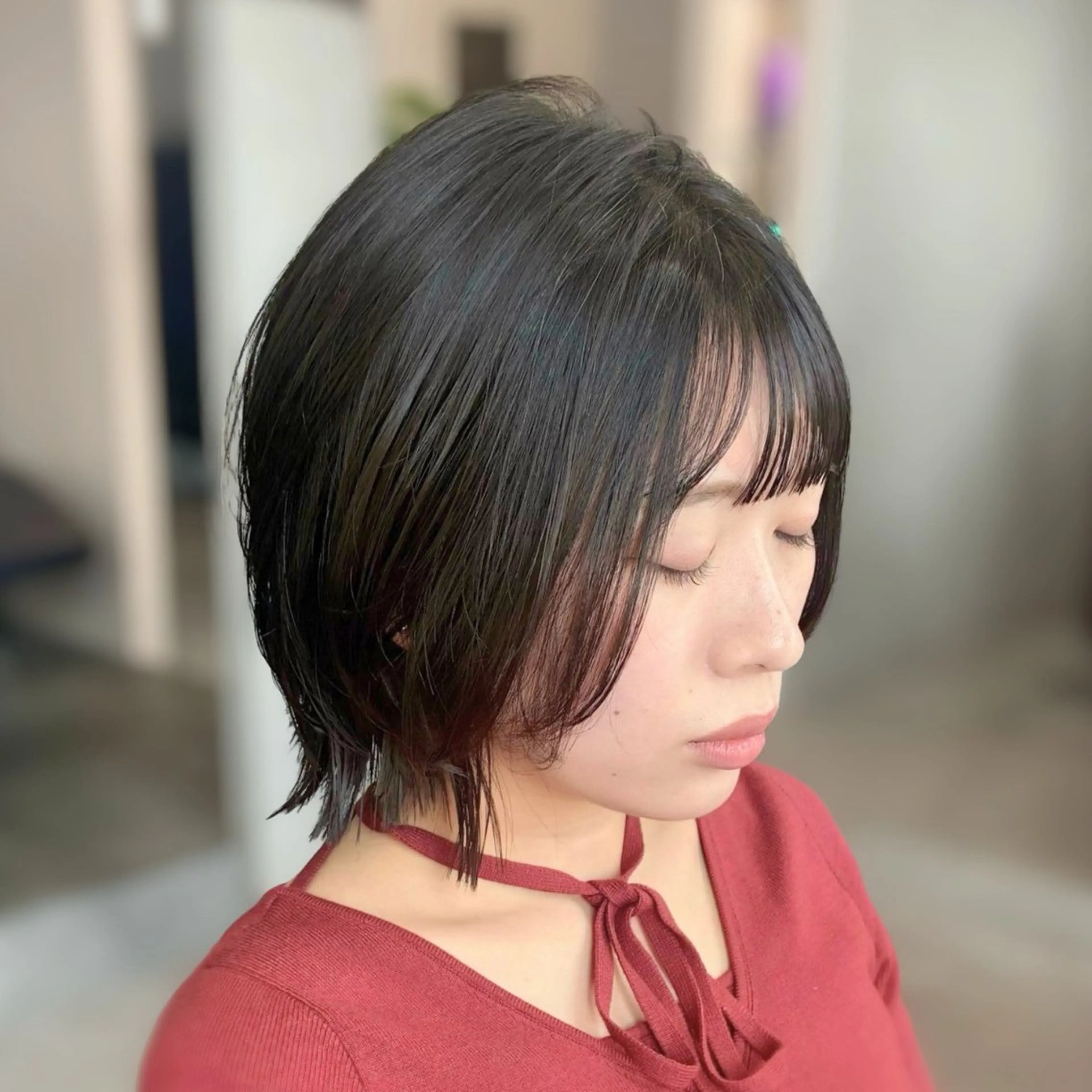 ミディアム レイヤーカット SUZUNO🤎ボブ レイヤー🫧顔周りのヘアスタイル