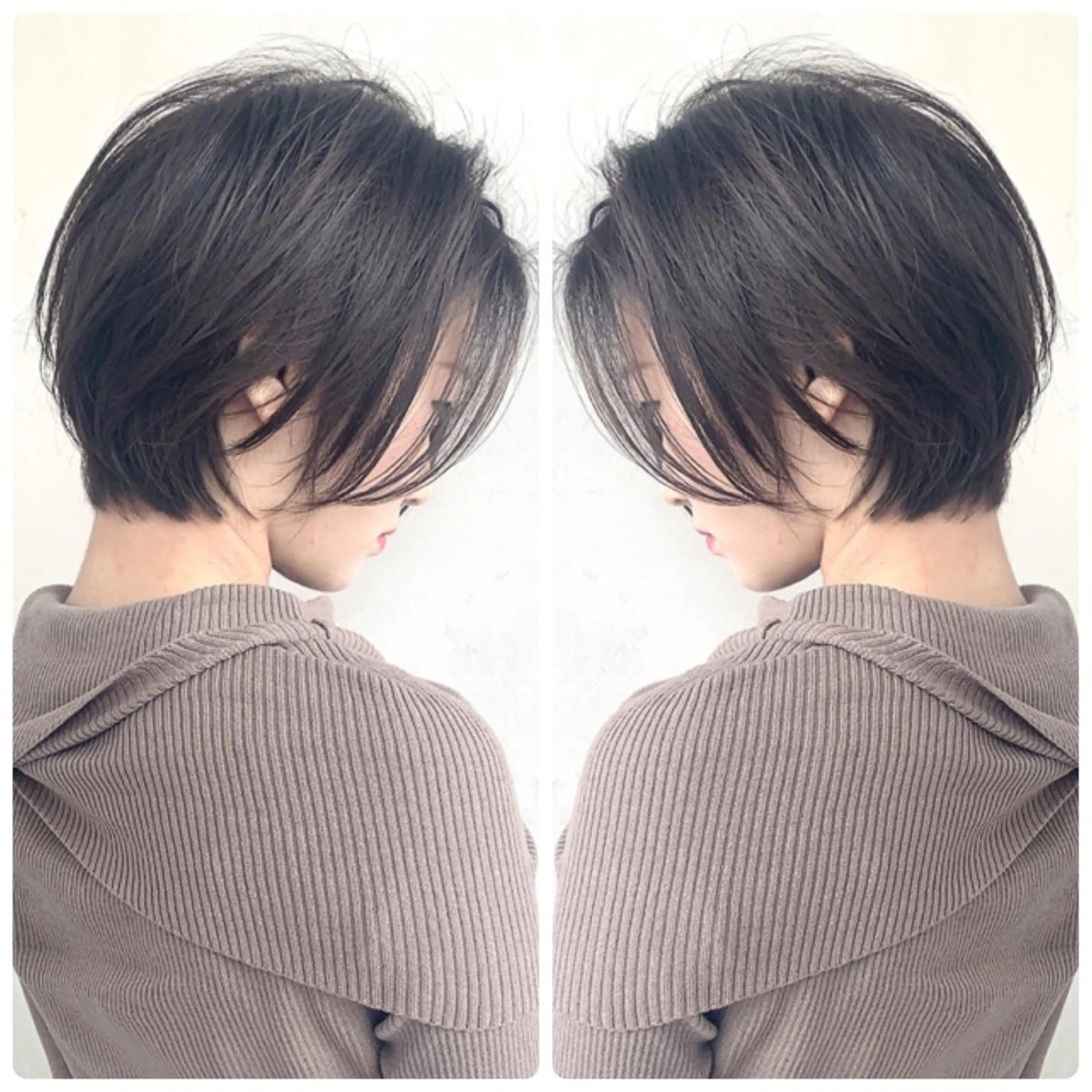 ショート ボブ 外国人風カラー ハイライト レイヤーカット ショートヘア カット ヘアカラー 京都大人女性ショート 徒歩1分/秋山のヘアスタイル