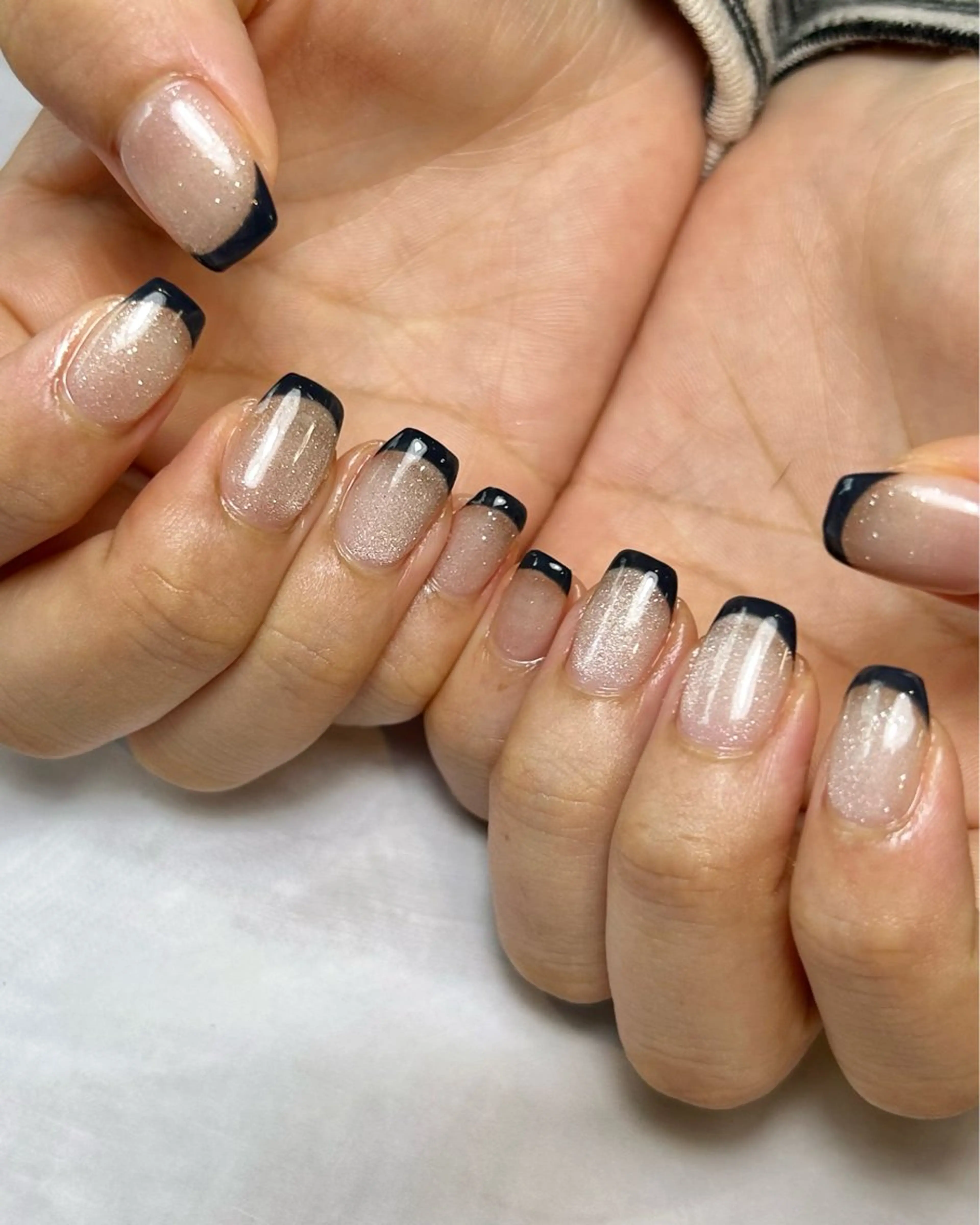 ネイル フレンチネイル 持ち込み ネイビー ハンドネイル Reflection marikoのネイルデザイン