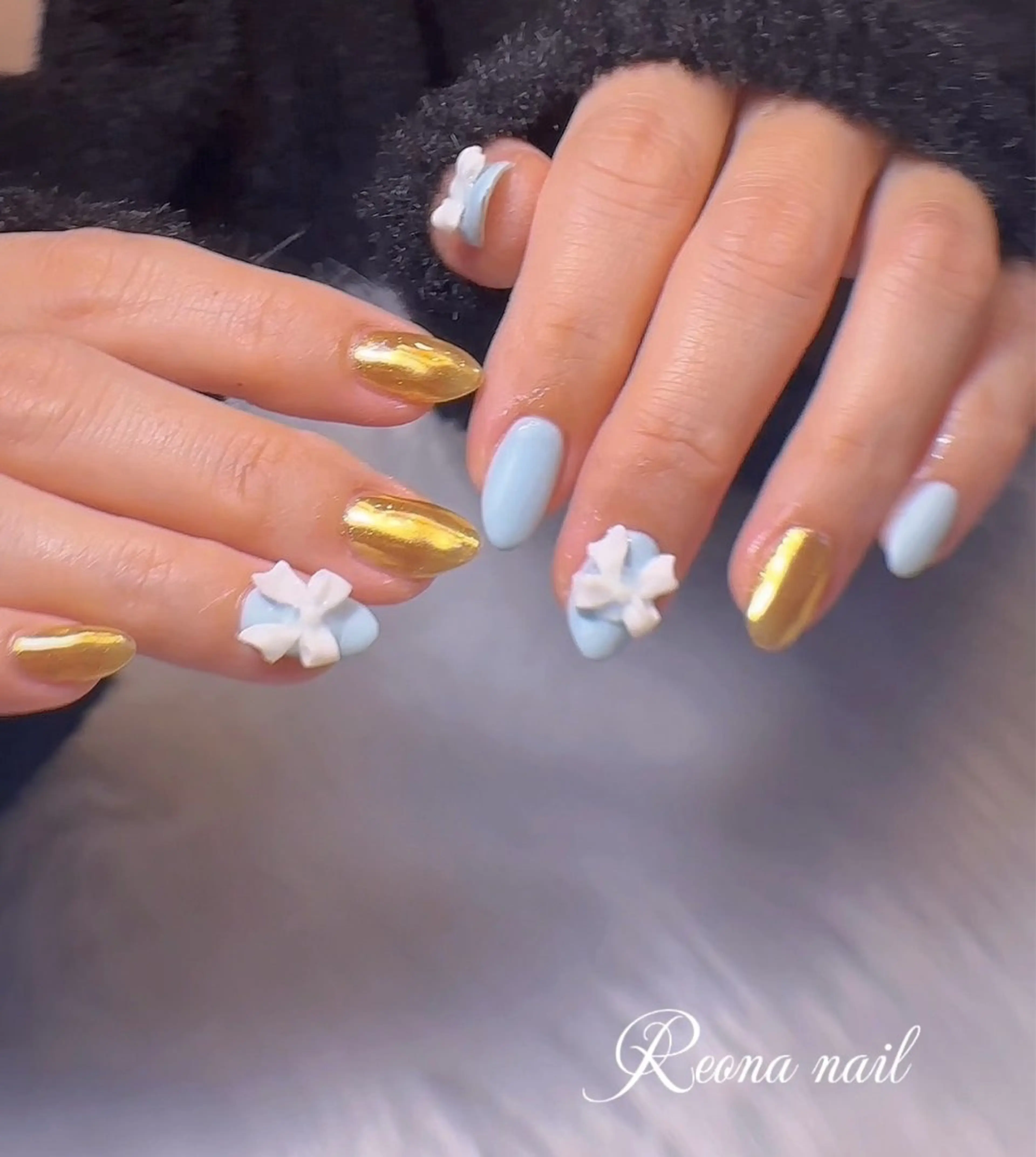 ネイル ジェルネイル ハート マグネットネイル ミラーネイル パラジェル Reona Nailのネイルデザイン