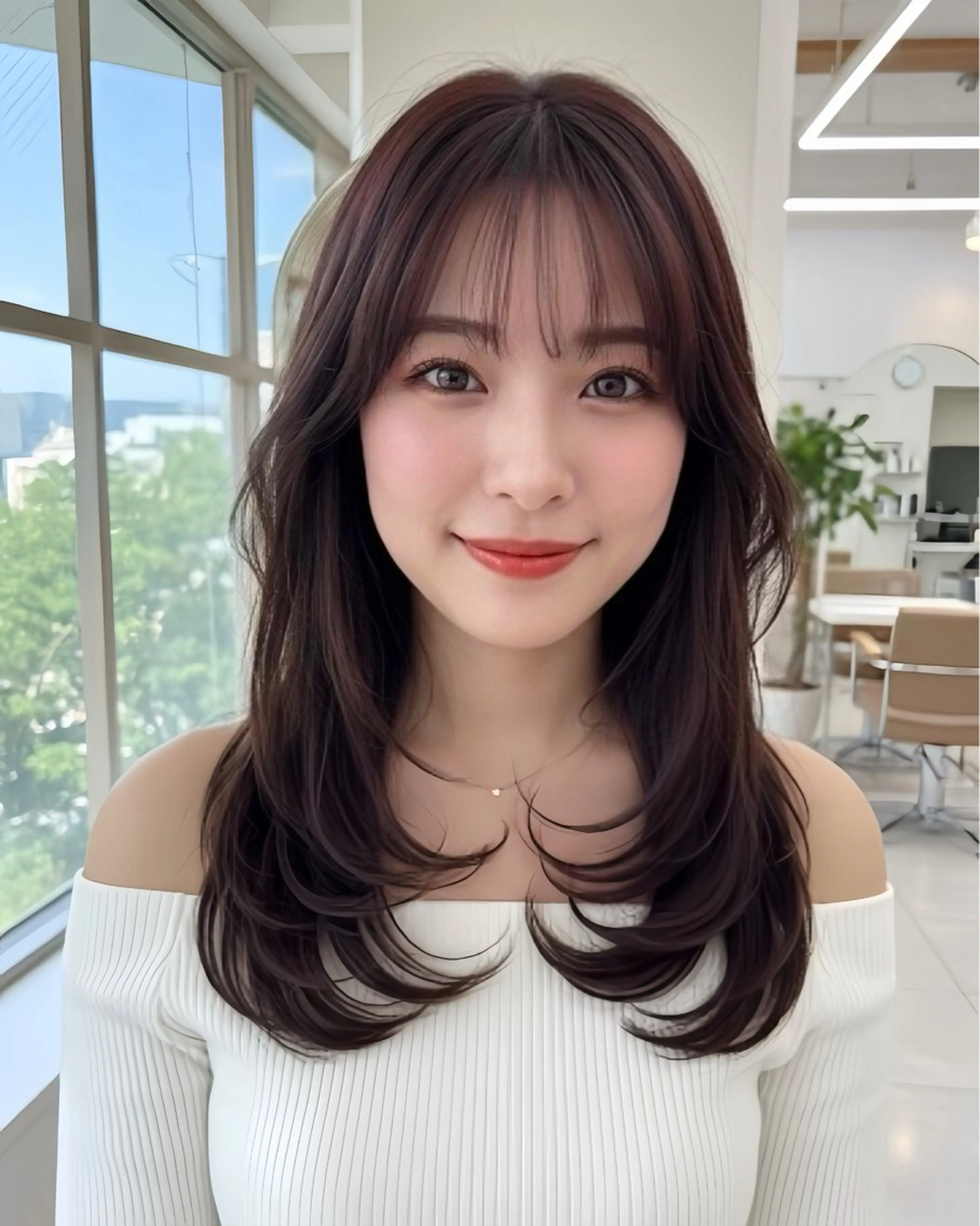 セミロング カラー 透明感カラー 顔周りカット 似合わせカット 小顔カット カット ヘアカラー トリートメント 顔周り/透明感カラー /似合わせ/難波雄雅のヘアスタイル